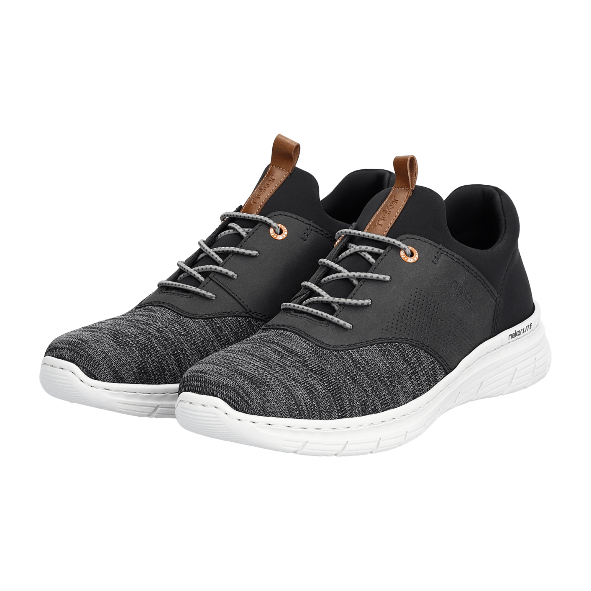 Rieker Men's Black Casual Shoes Synthetic Upper Textile Lining Lace-Up
