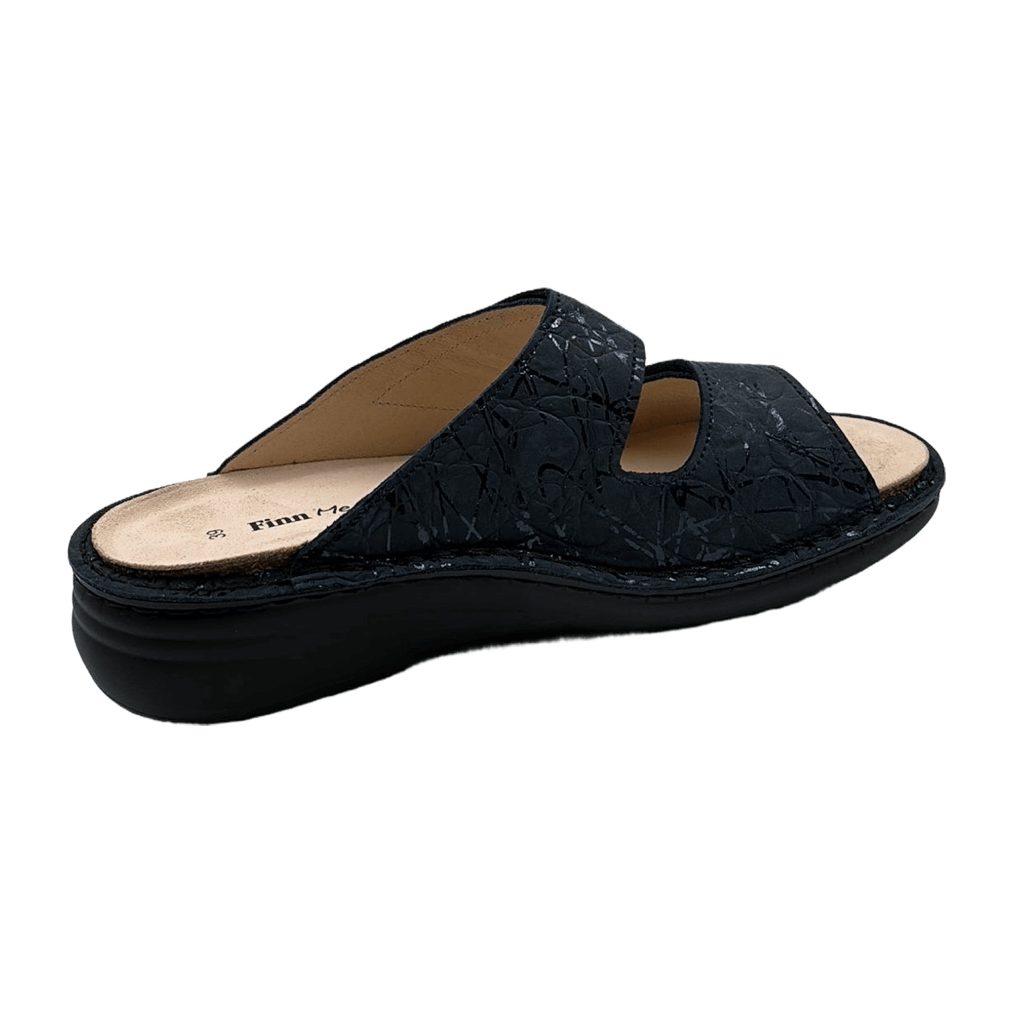 Finn Comfort Moorea Marine Blue Slip-On Sandals - Comfortable Leather Footwear for Women with Soft Footbed