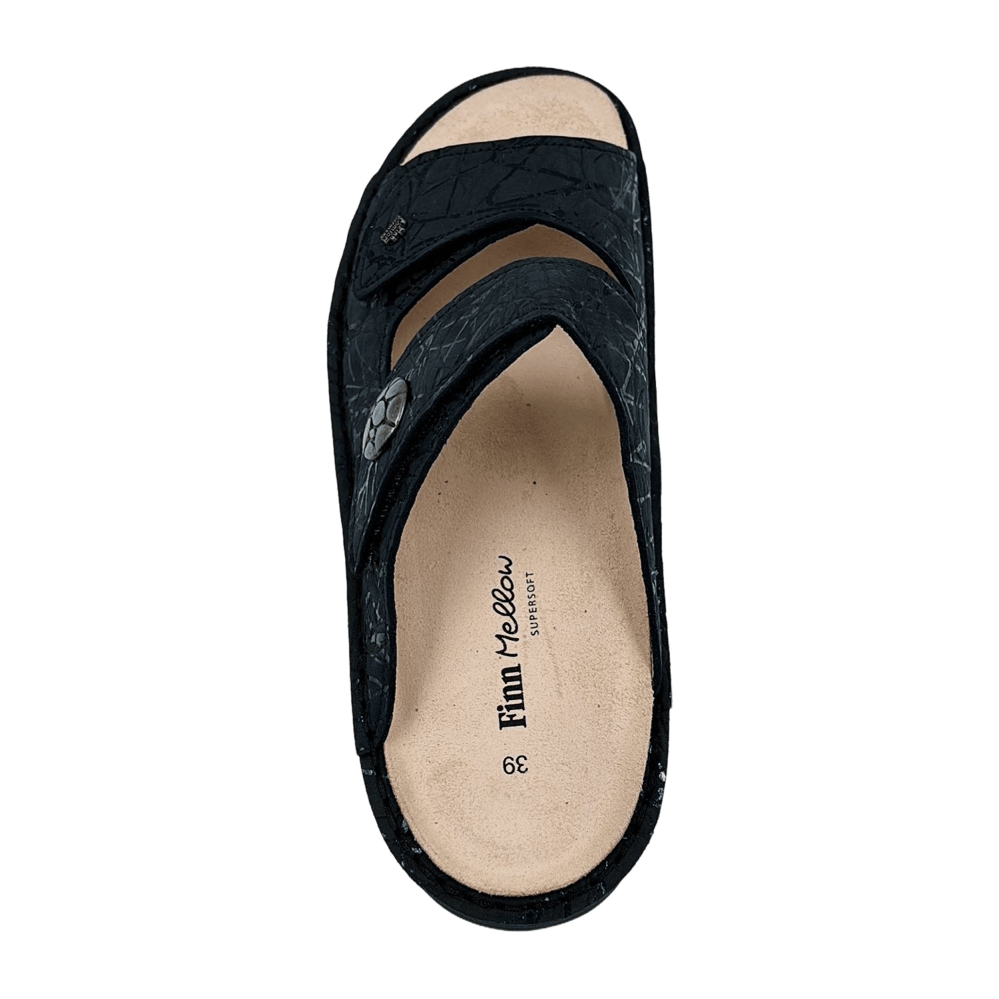 Finn Comfort Moorea Marine Blue Slip-On Sandals - Comfortable Leather Footwear for Women with Soft Footbed