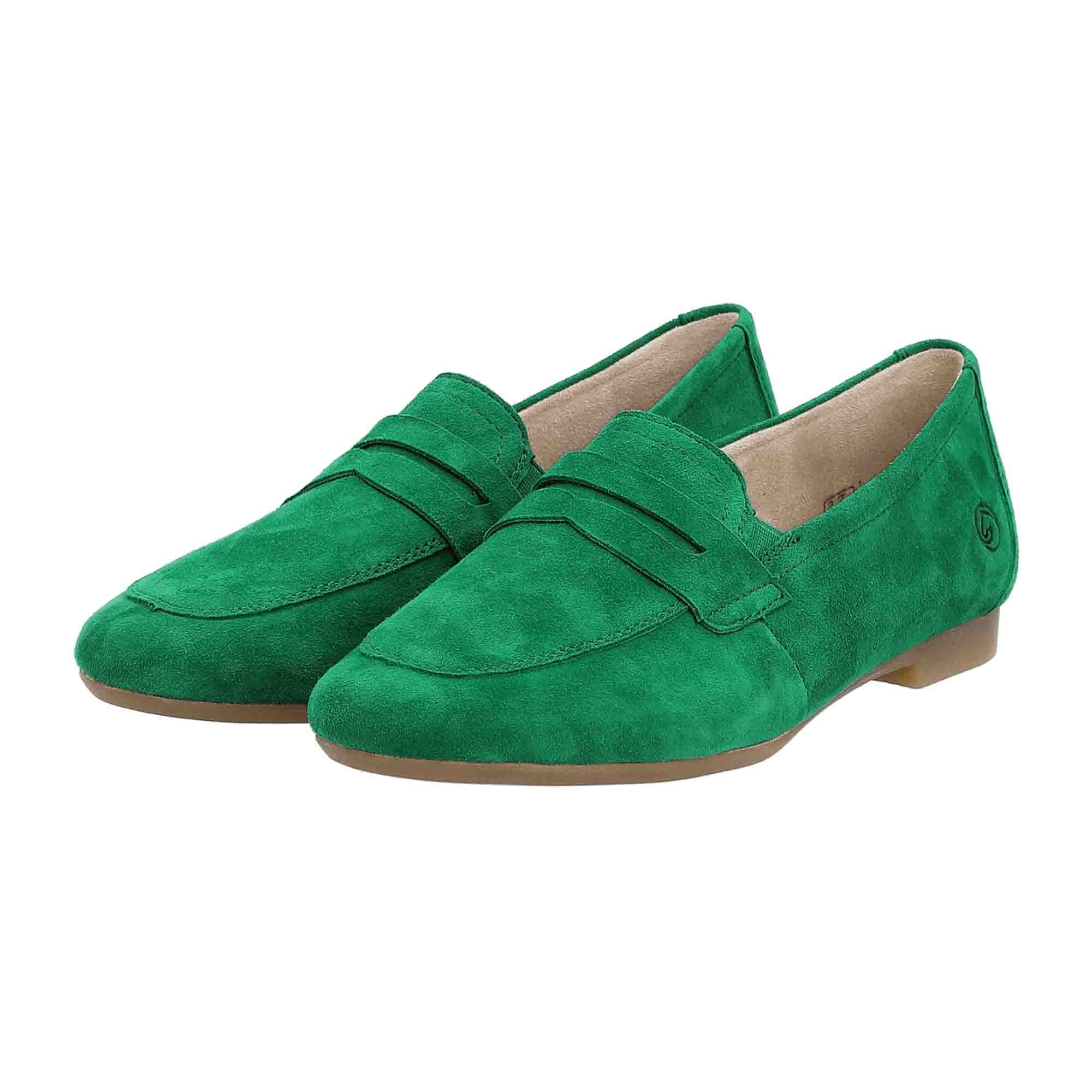 Remonte Women's Green Slip-On Leather Shoes with Removable Insole