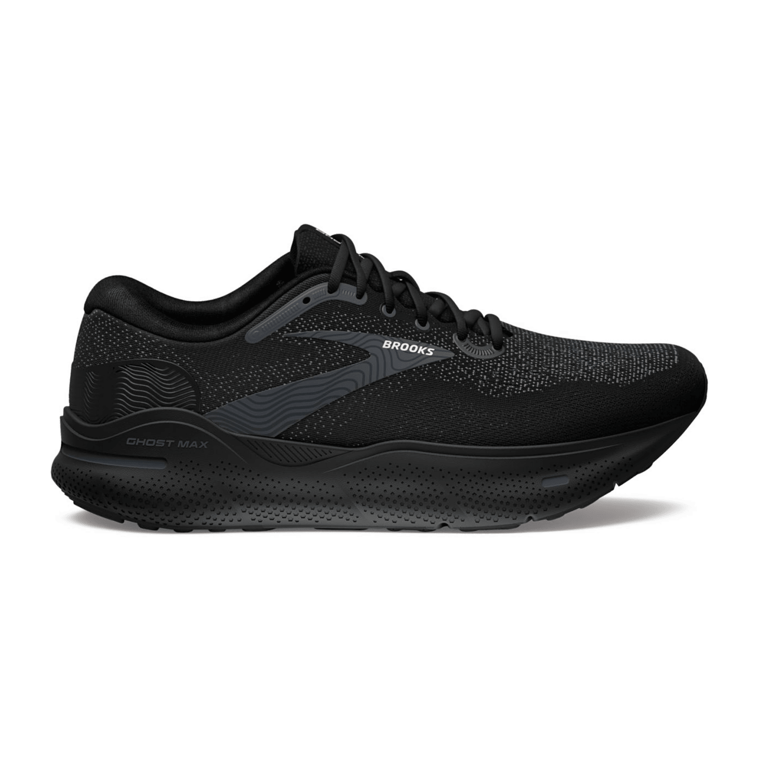 Brooks Women's Ghost Max Sneaker in Black/Ebony - Lace-Up Running Shoes with Rubber Sole