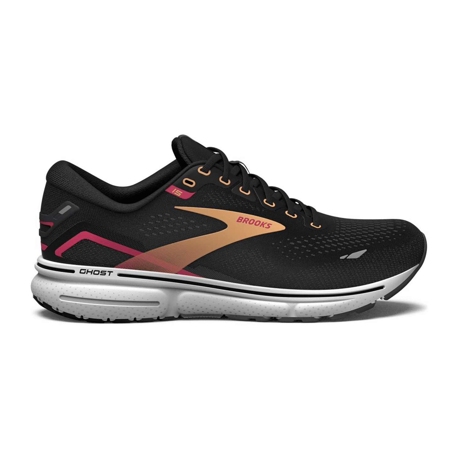 Brooks Ghost 15 Women's Running Shoes - Black Textile Upper with Rubber Sole