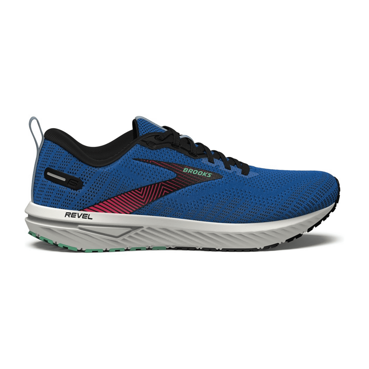 Brooks Men's Revel 6 Running Shoes Mesh Athletic Round Toe in Victoria Blue Black Spring Bud