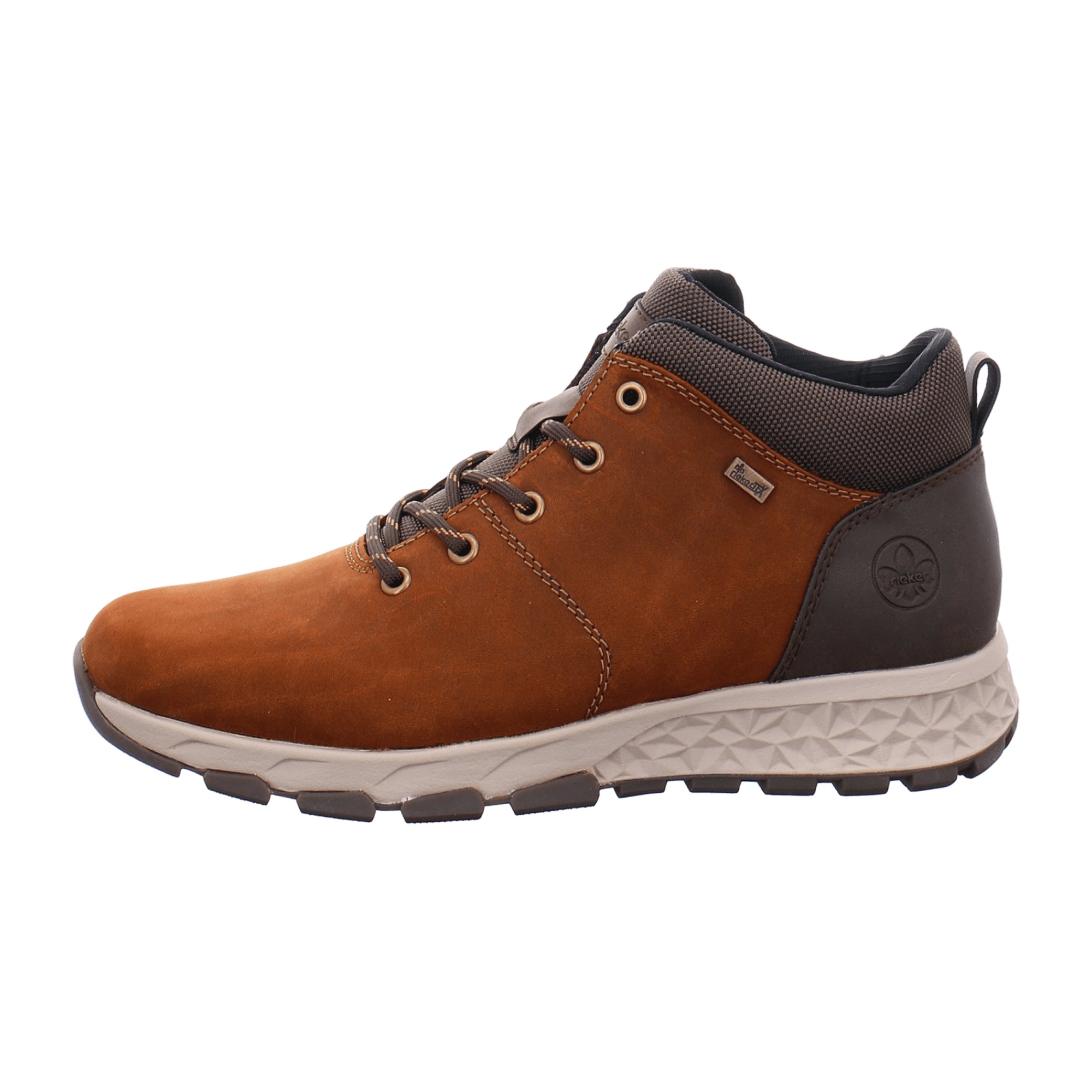 Rieker B6740-22 Women's Brown Nubuck Leather Lace-Up Ankle Boots Waterproof