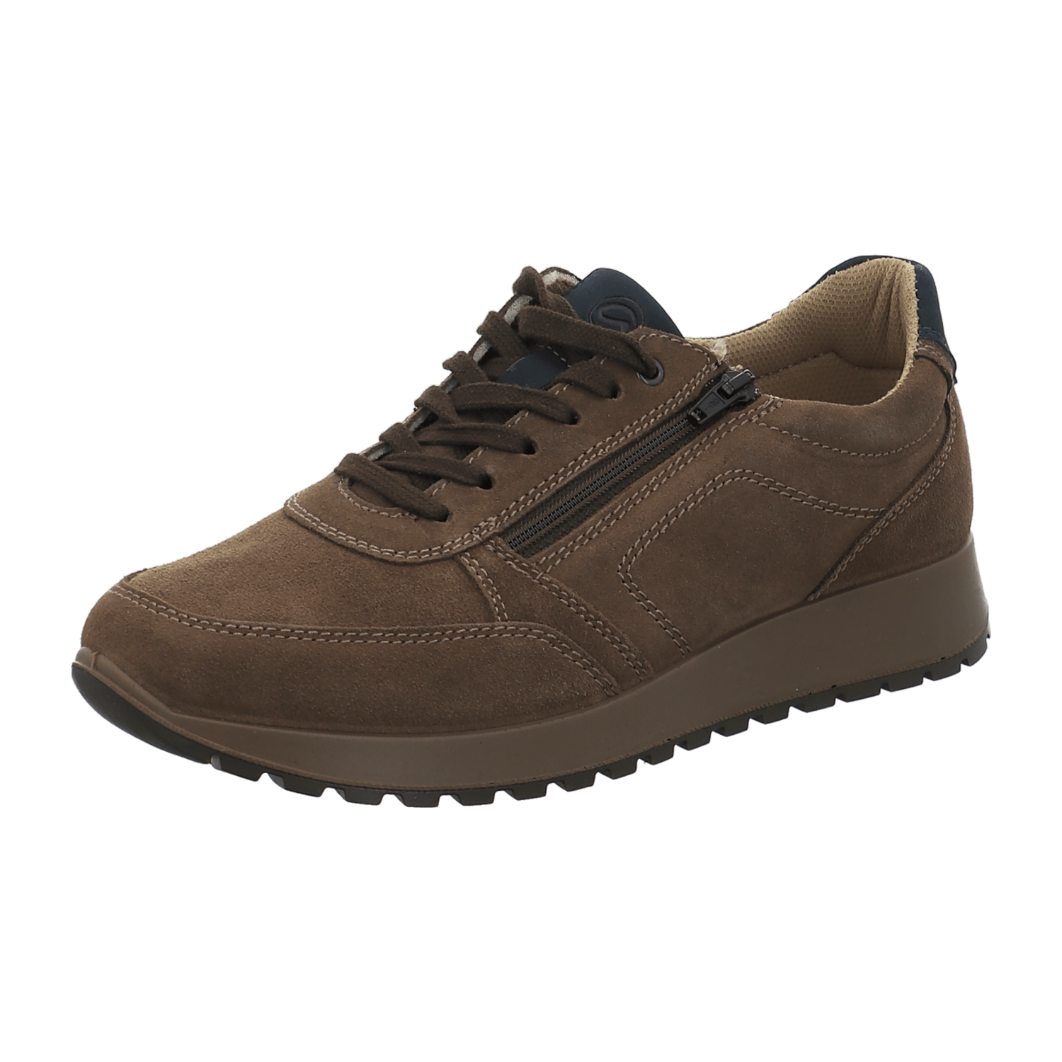 ARA Matteo Wide Fit HMATTEO Men's Velour Leather Sneakers Lace-Up Brown