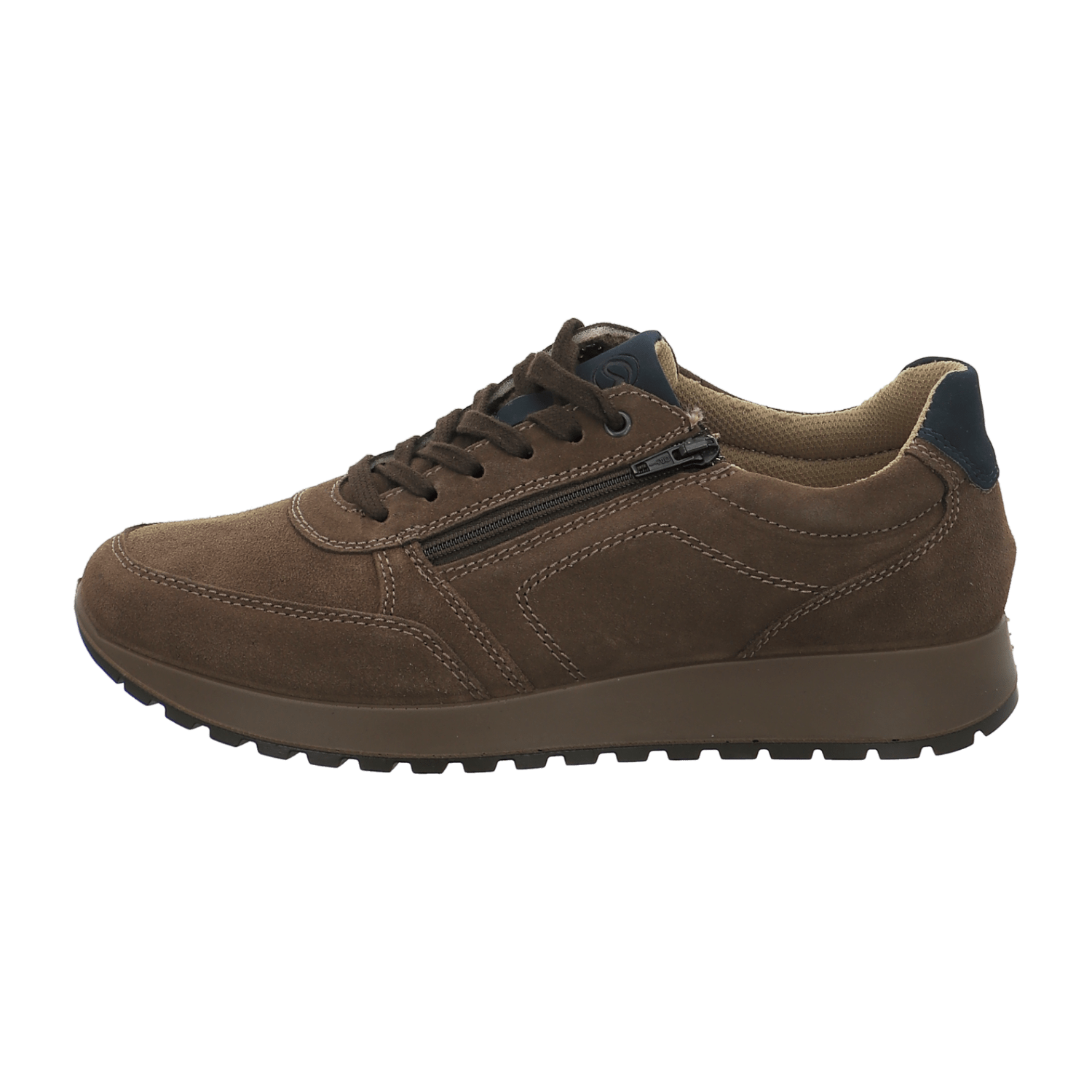 ARA Matteo Wide Fit HMATTEO Men's Velour Leather Sneakers Lace-Up Brown