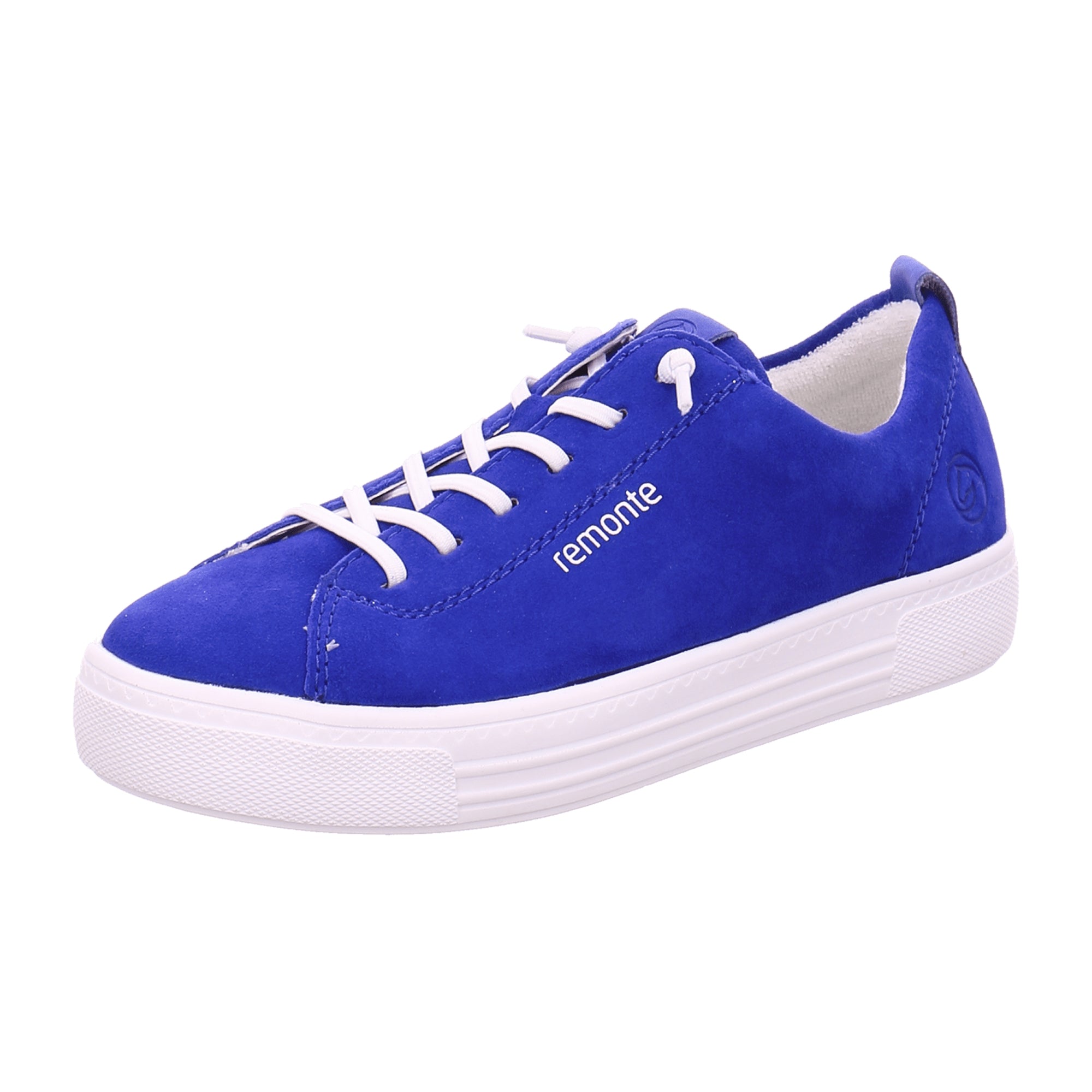 Remonte Blue Lace-Up Shoes for Women with Flat Heel and Suede Upper