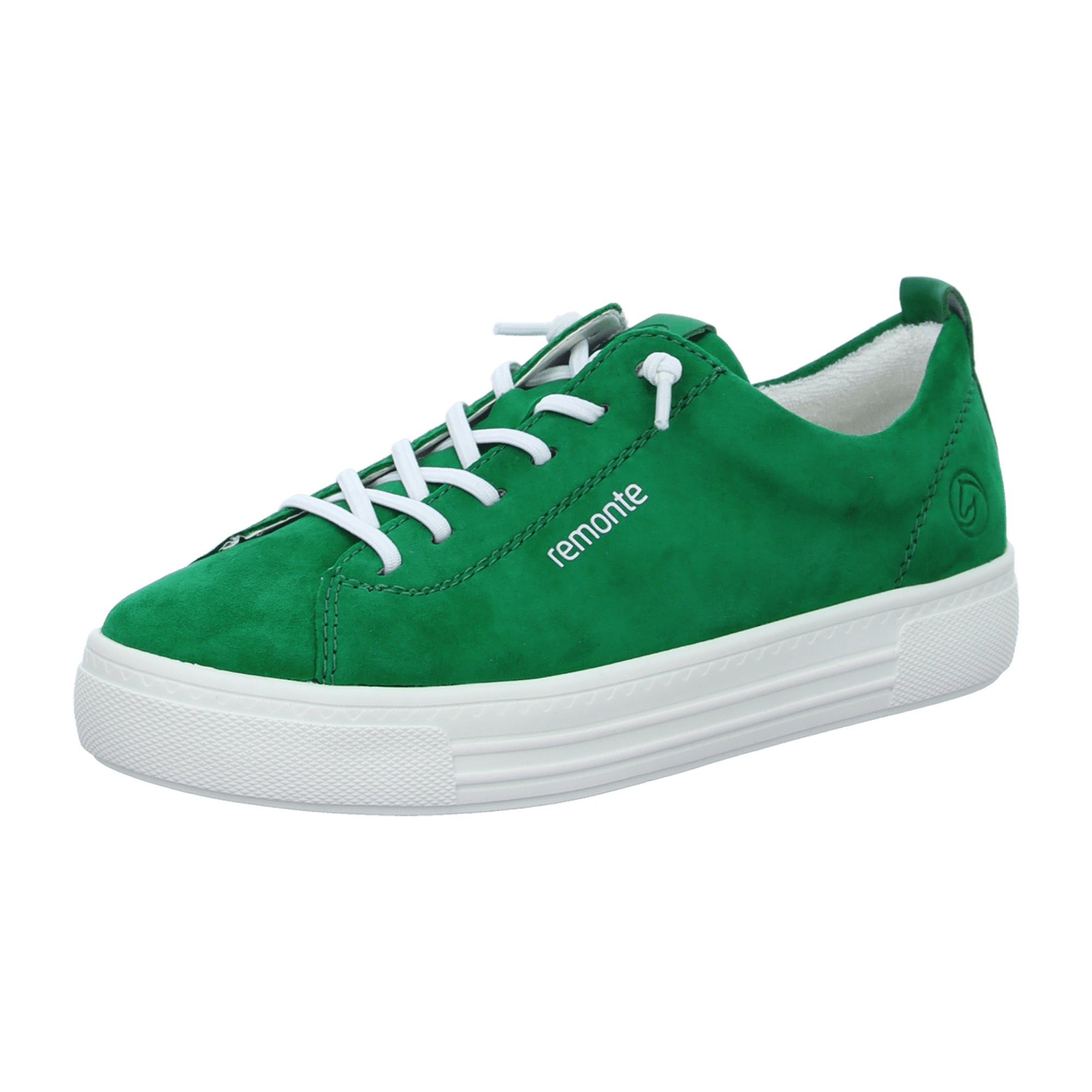 Remonte Green Women's Leather Shoes with Removable Insole and Lace-Up Closure