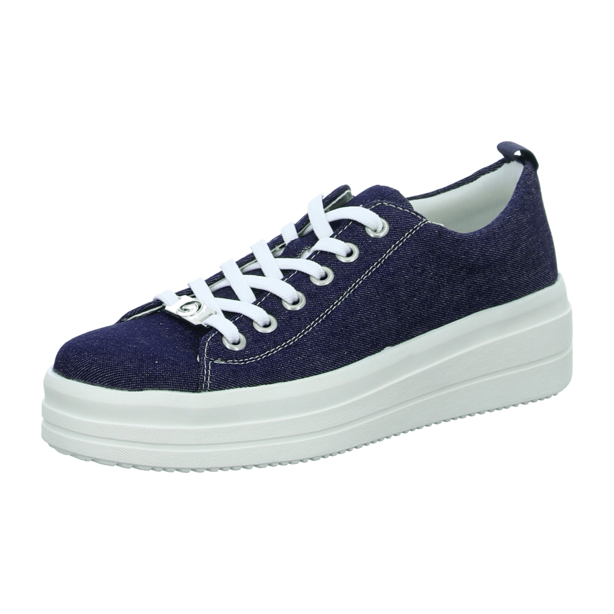 Remonte Women's Blue Casual Sneakers with 4.5 cm Heel and Textile Upper