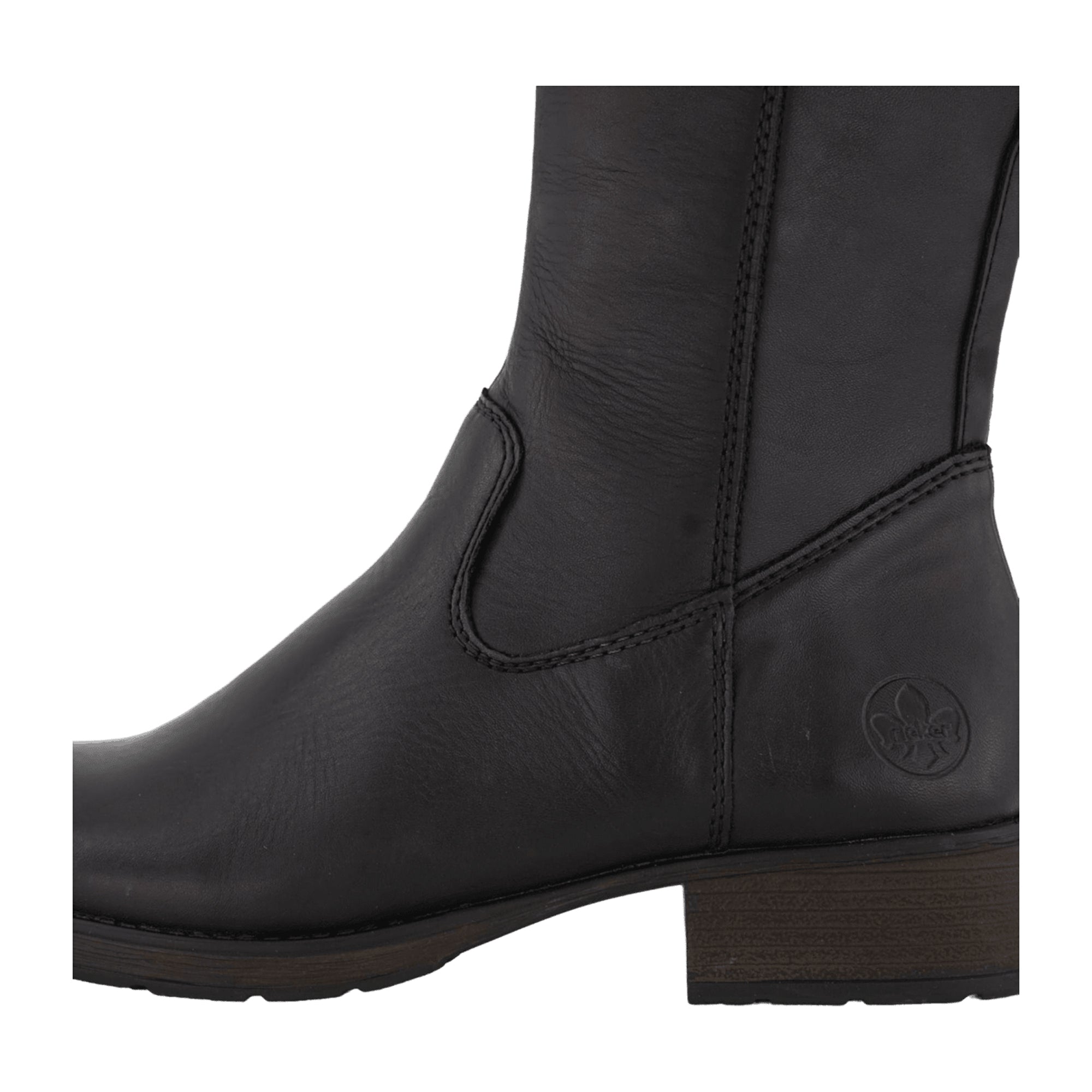 Rieker Z9591-01 Women's Black Leather Winter Boots with Low Heel
