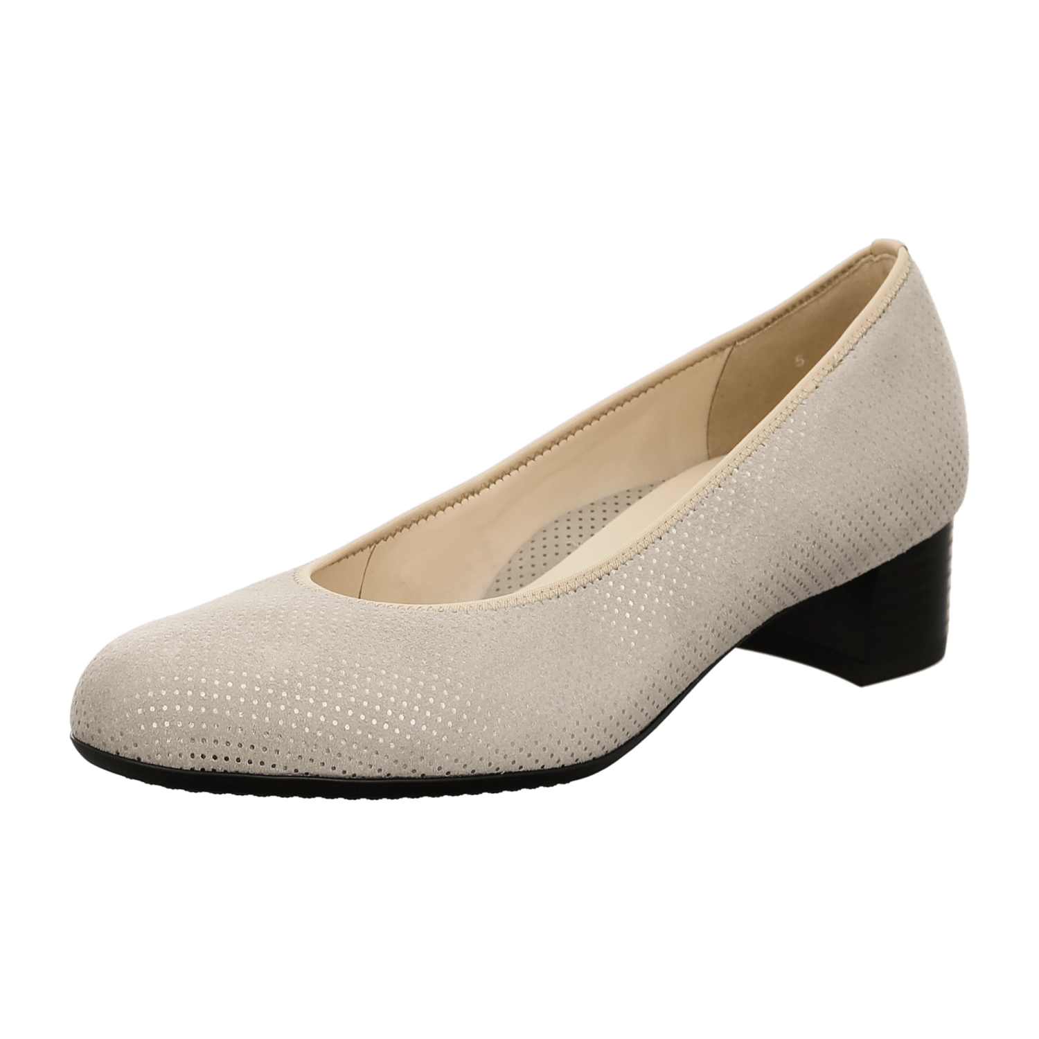 ARA Vicenza Women's Pumps in Beige Velvet Leather with Round Toe and Leather Lining