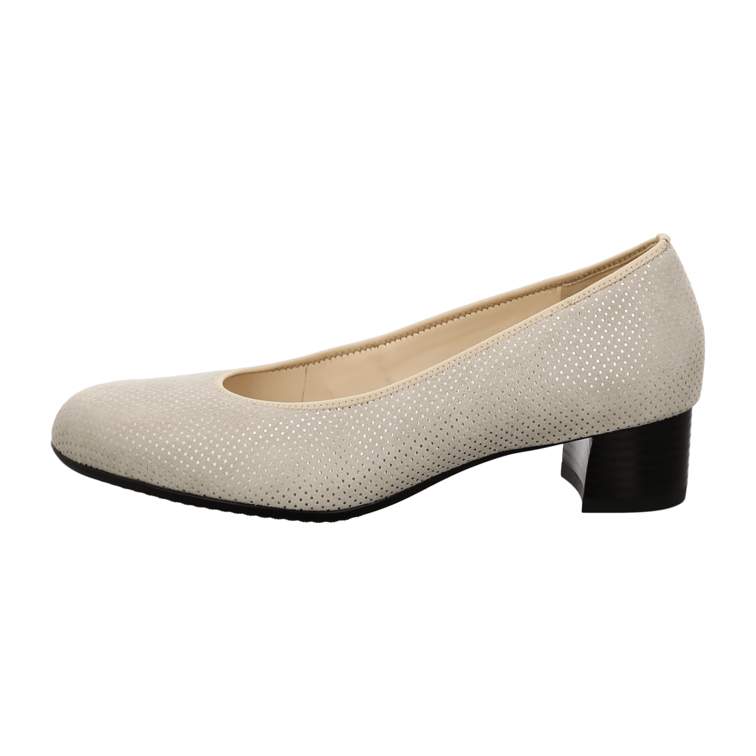 ARA Vicenza Women's Pumps in Beige Velvet Leather with Round Toe and Leather Lining
