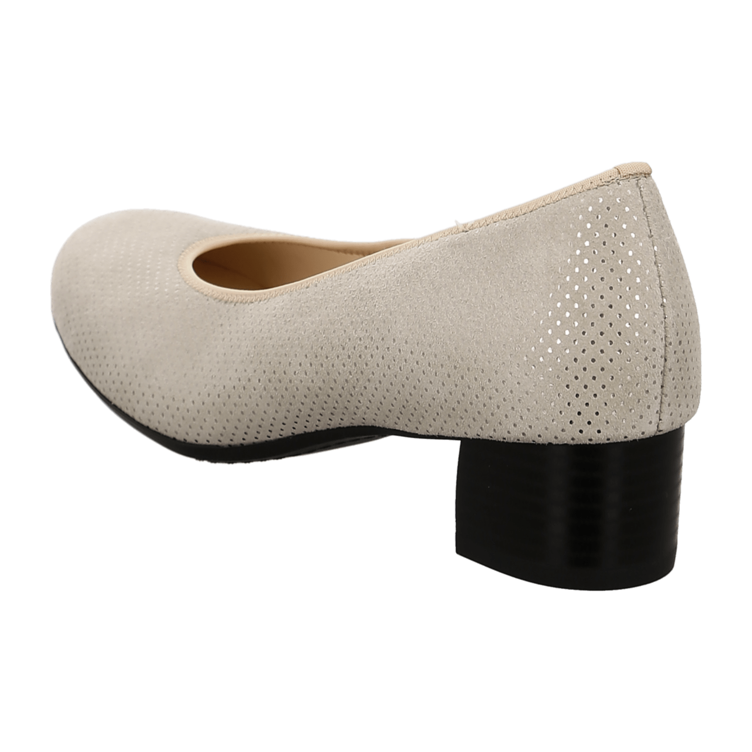 ARA Vicenza Women's Pumps in Beige Velvet Leather with Round Toe and Leather Lining