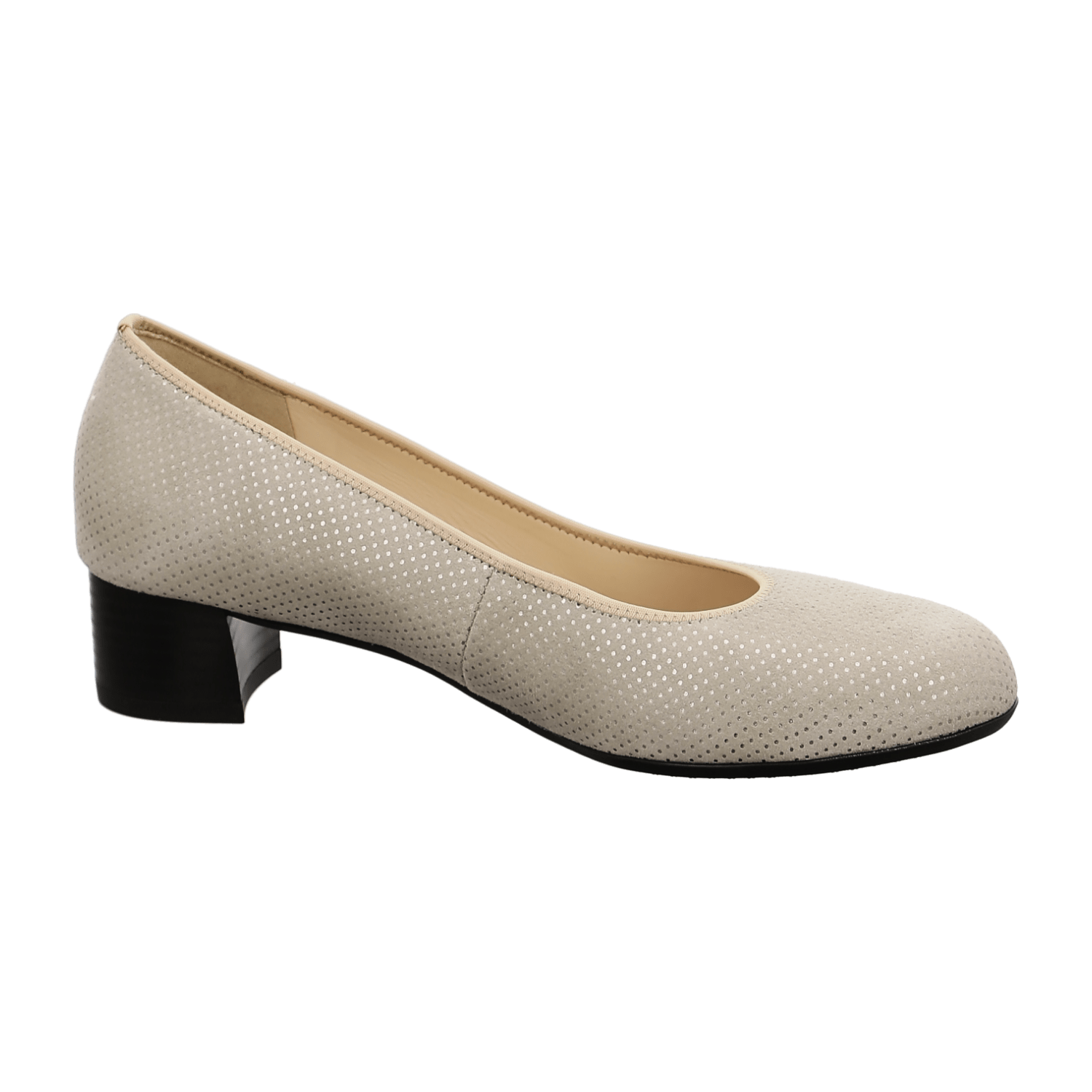 ARA Vicenza Women's Pumps in Beige Velvet Leather with Round Toe and Leather Lining
