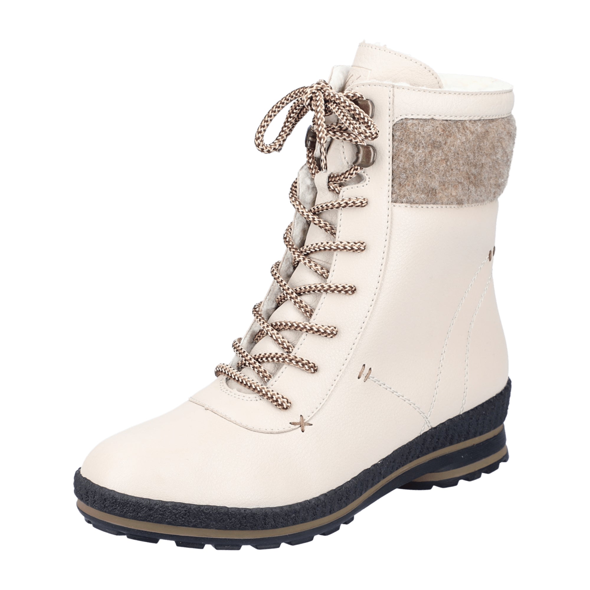 Rieker Beige Women's Ankle Boots Warm Lined Leather Fall Winter Shoes