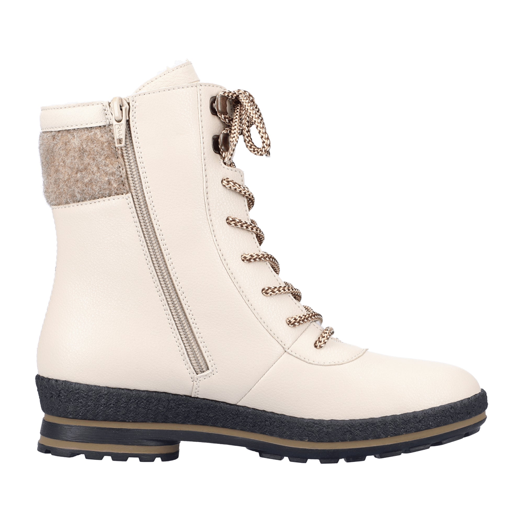 Rieker Beige Women's Ankle Boots Warm Lined Leather Fall Winter Shoes