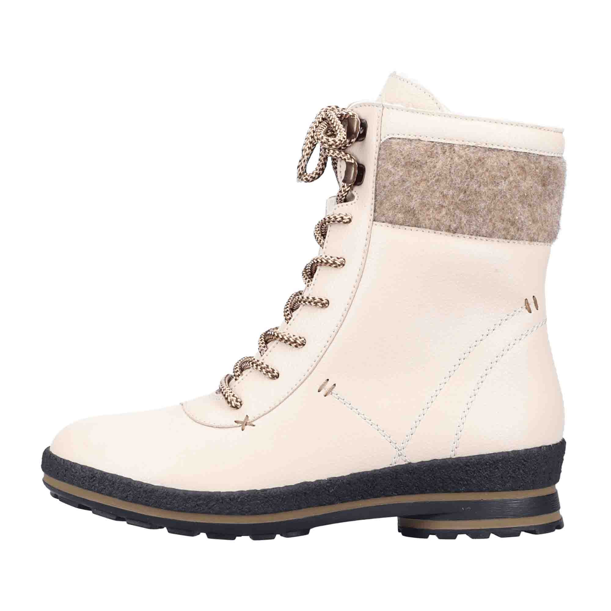 Rieker Beige Women's Ankle Boots Warm Lined Leather Fall Winter Shoes