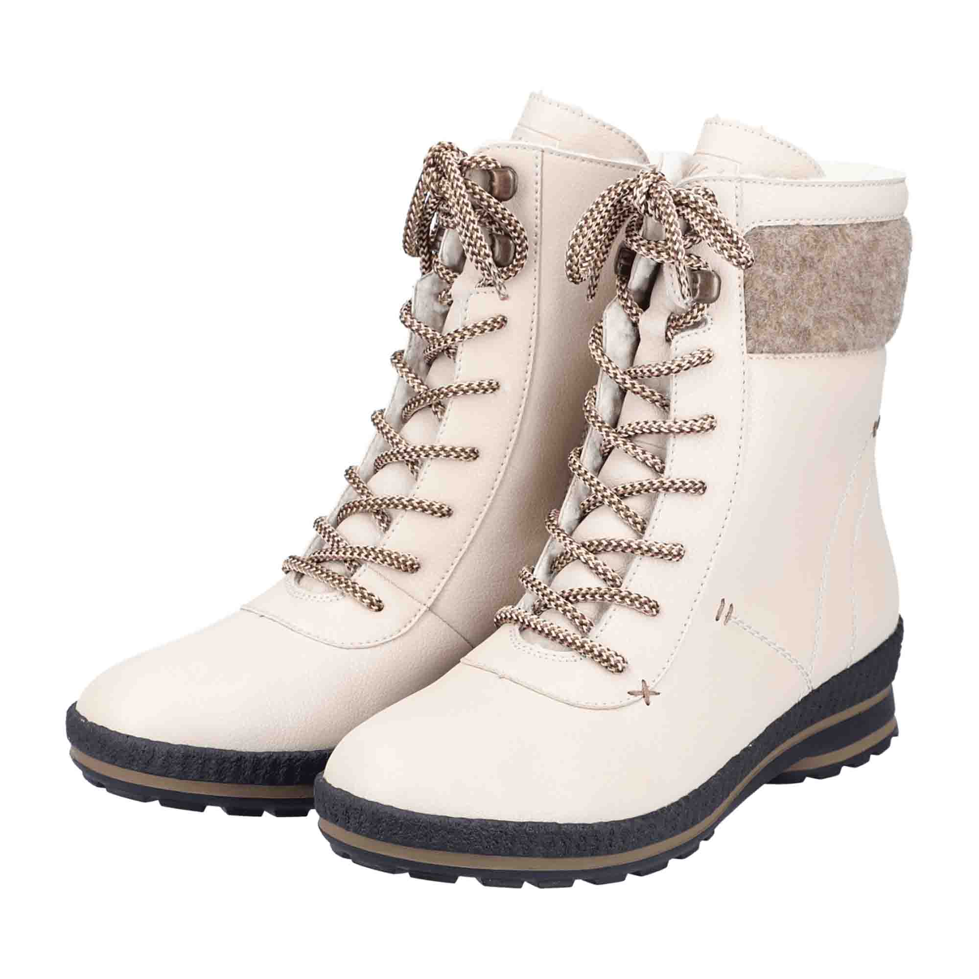 Rieker Beige Women's Ankle Boots Warm Lined Leather Fall Winter Shoes