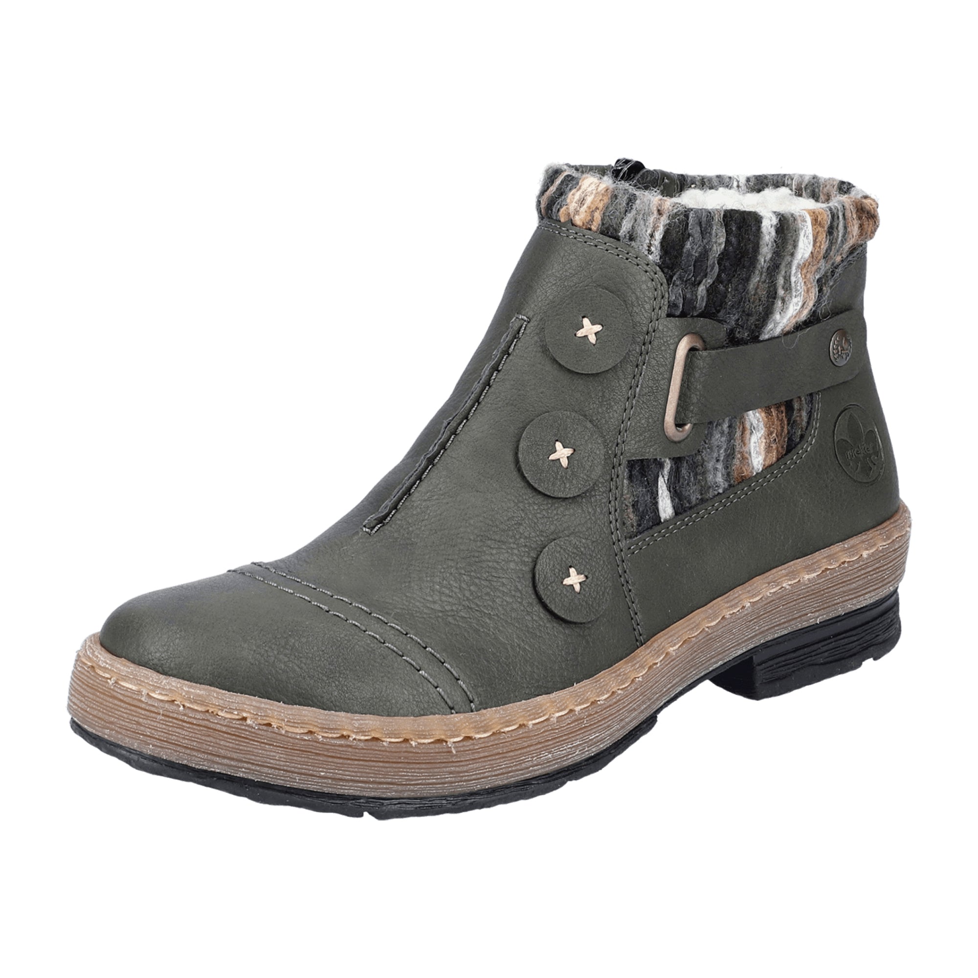 Rieker Women's Green Ankle Boots Z6759-54 for Fall and Winter