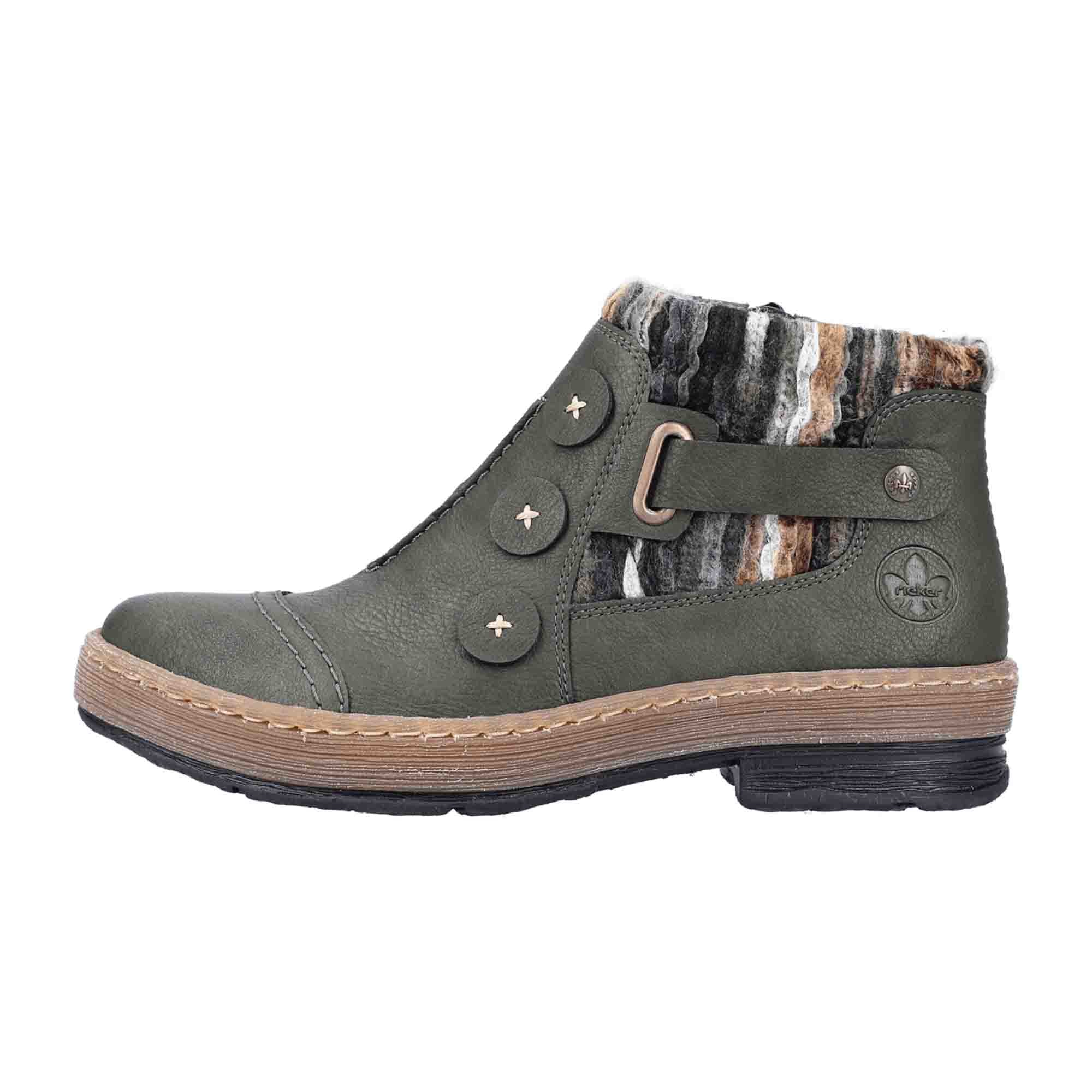 Rieker Women's Green Ankle Boots Z6759-54 for Fall and Winter