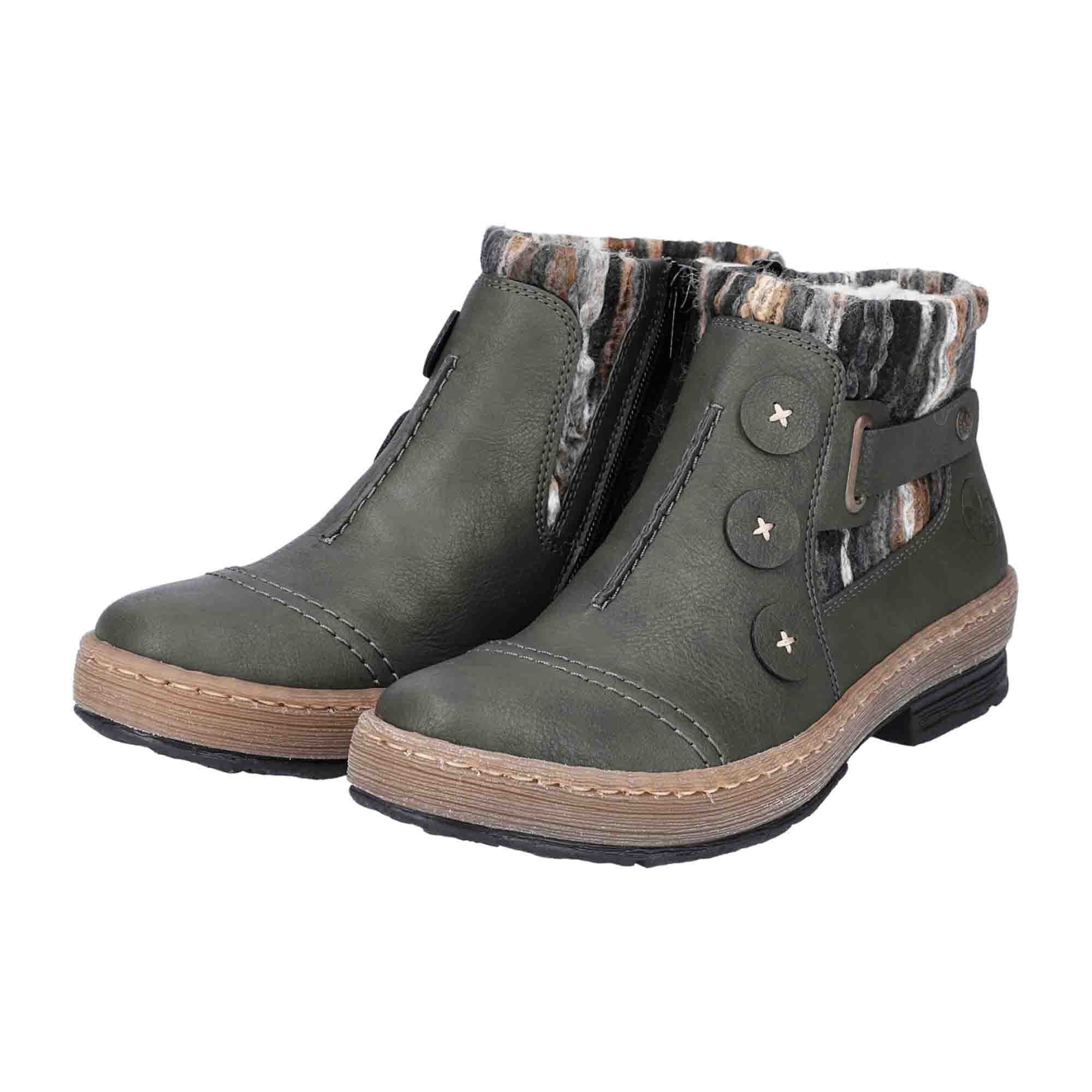 Rieker Women's Green Ankle Boots Z6759-54 for Fall and Winter