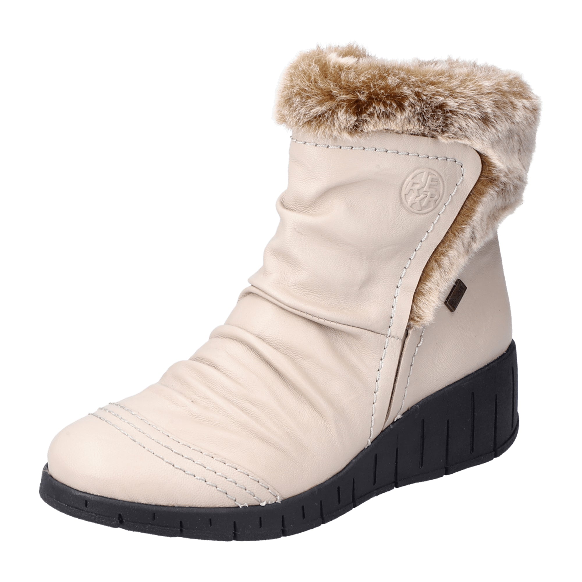 Rieker Beige Wedge Ankle Boots for Women, Slip-On Fall Winter Fashion