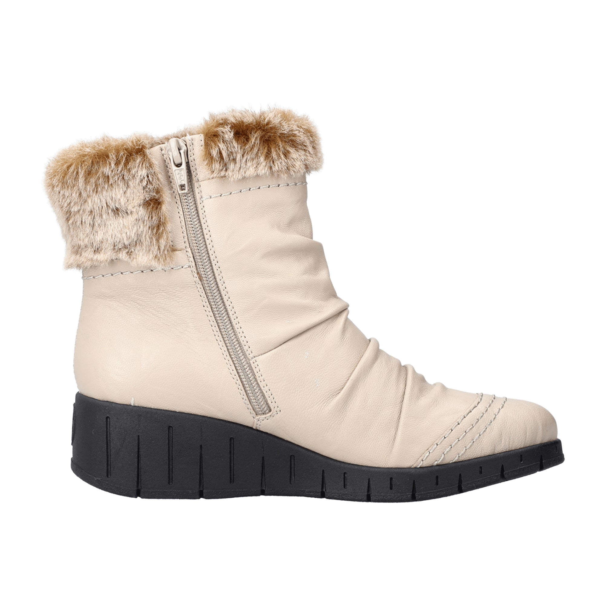 Rieker Beige Wedge Ankle Boots for Women, Slip-On Fall Winter Fashion