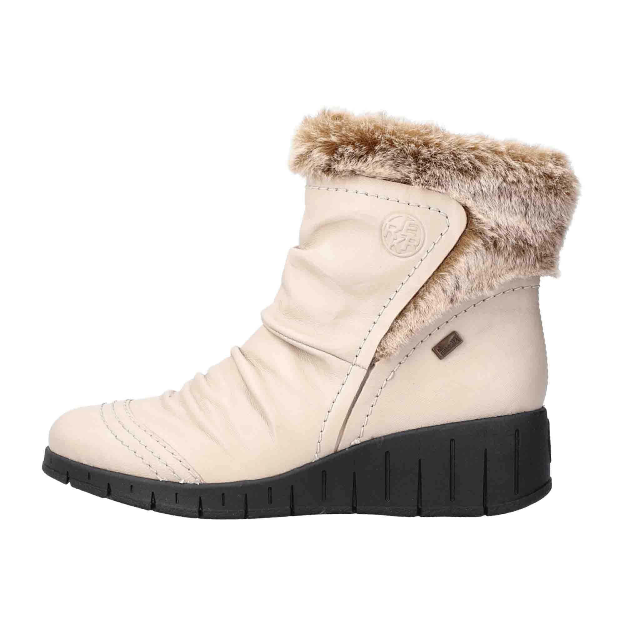 Rieker Beige Wedge Ankle Boots for Women, Slip-On Fall Winter Fashion