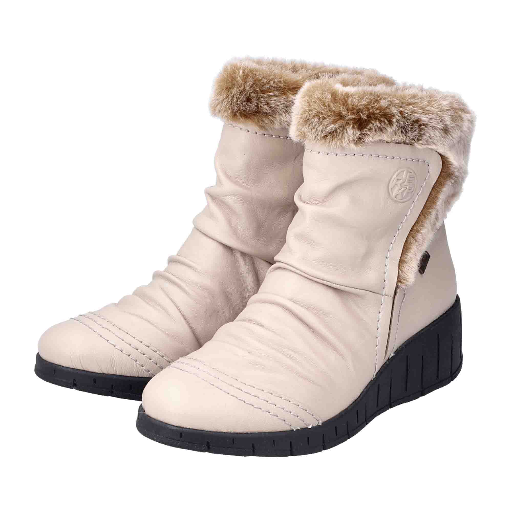 Rieker Beige Wedge Ankle Boots for Women, Slip-On Fall Winter Fashion