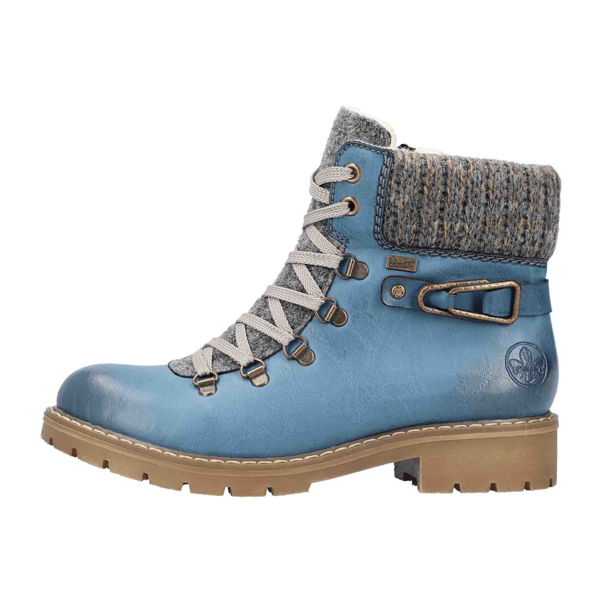 Rieker Women's Blue Winter Boots with Warm Lining and TEX Membrane