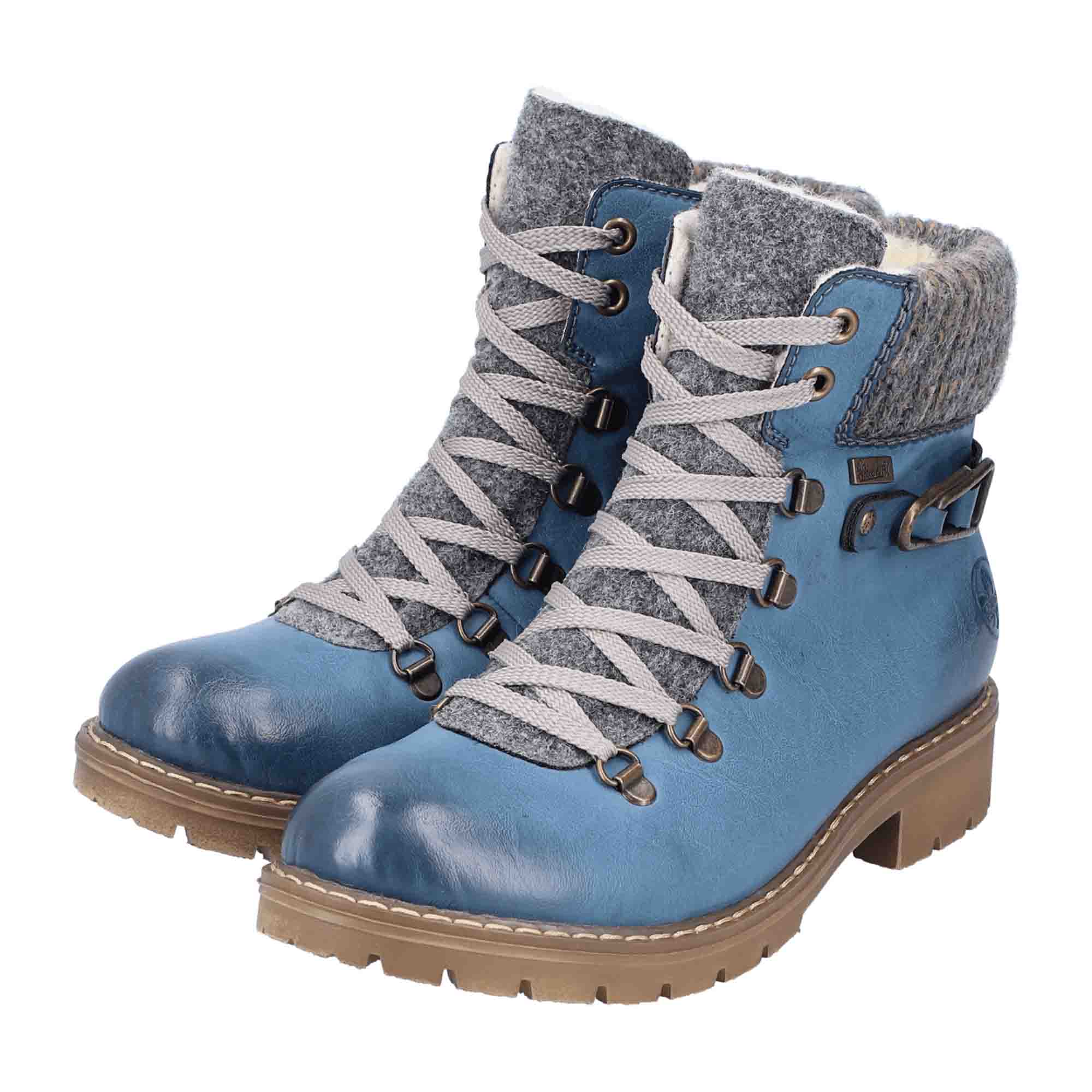 Rieker Women's Blue Winter Boots with Warm Lining and TEX Membrane