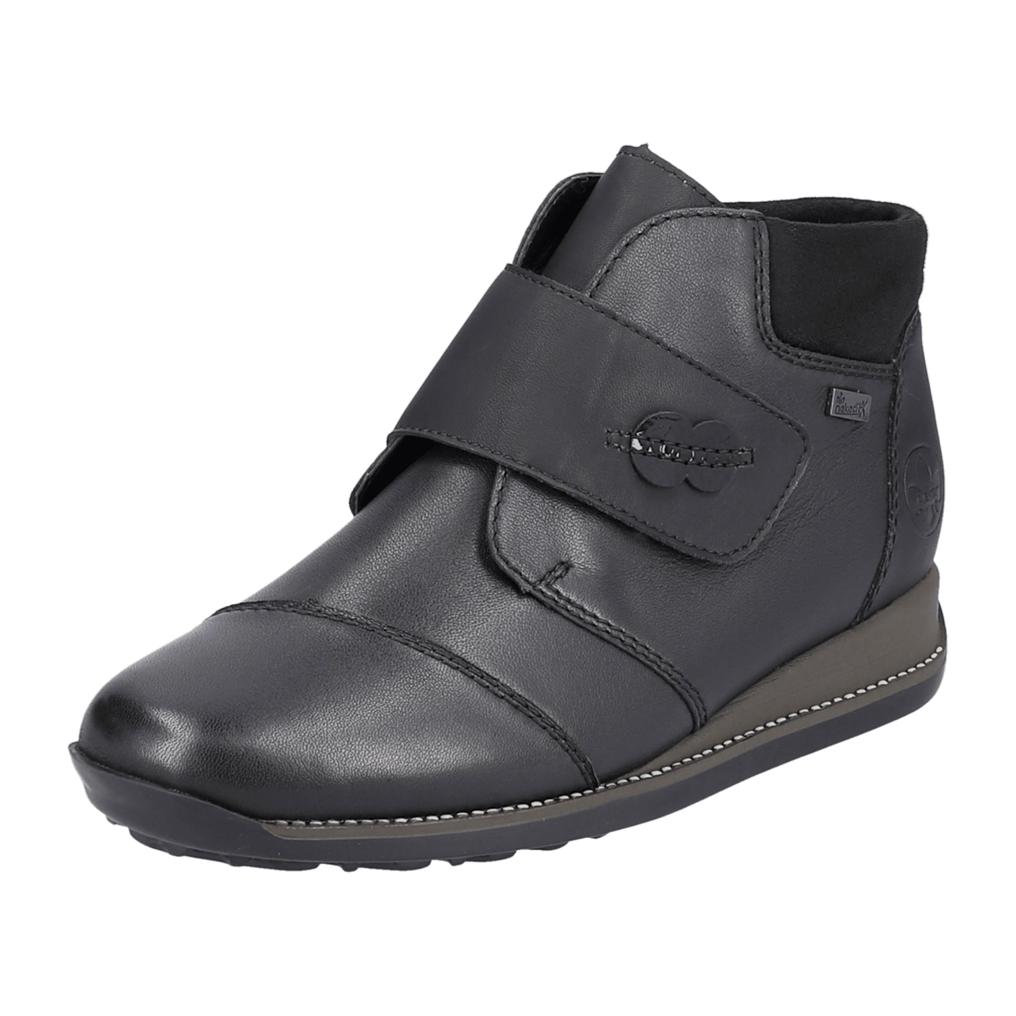 Rieker Women's Black Leather Ankle Boots with Wool Lining and Tex Membrane