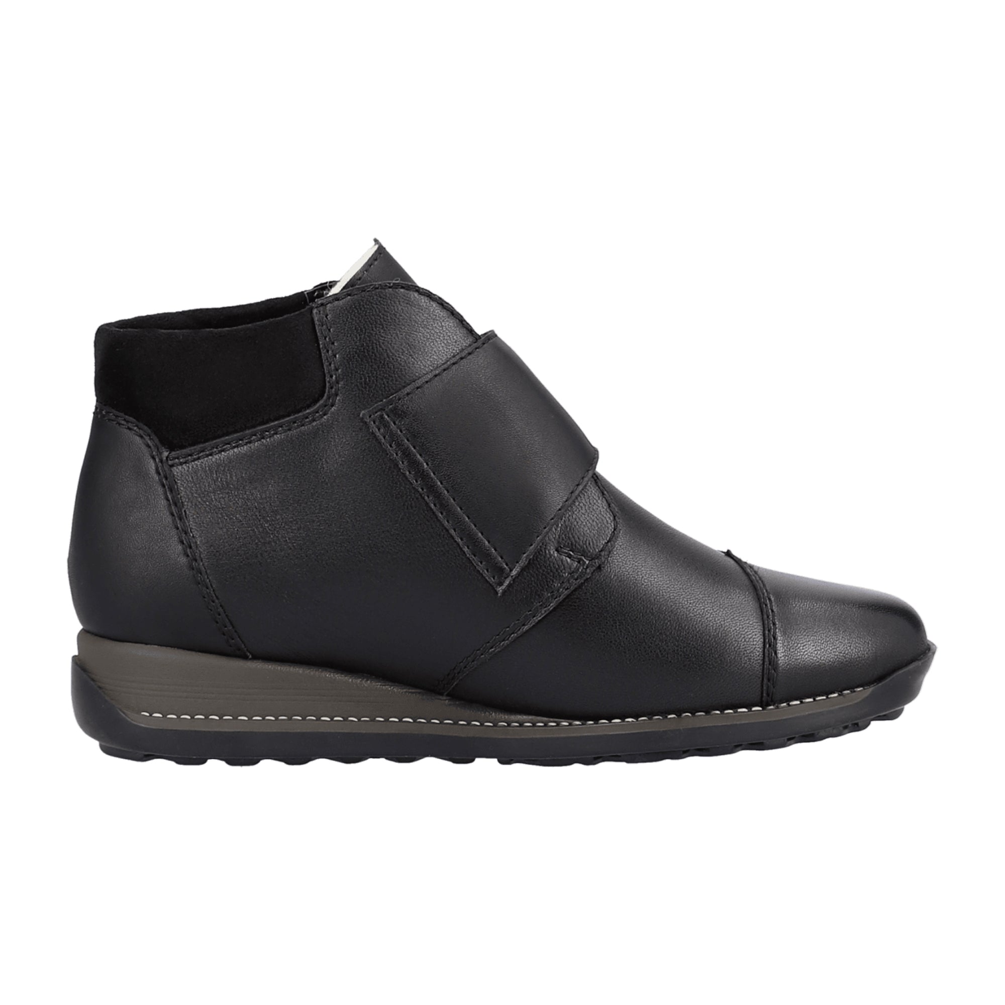 Rieker Women's Black Leather Ankle Boots with Wool Lining and Tex Membrane