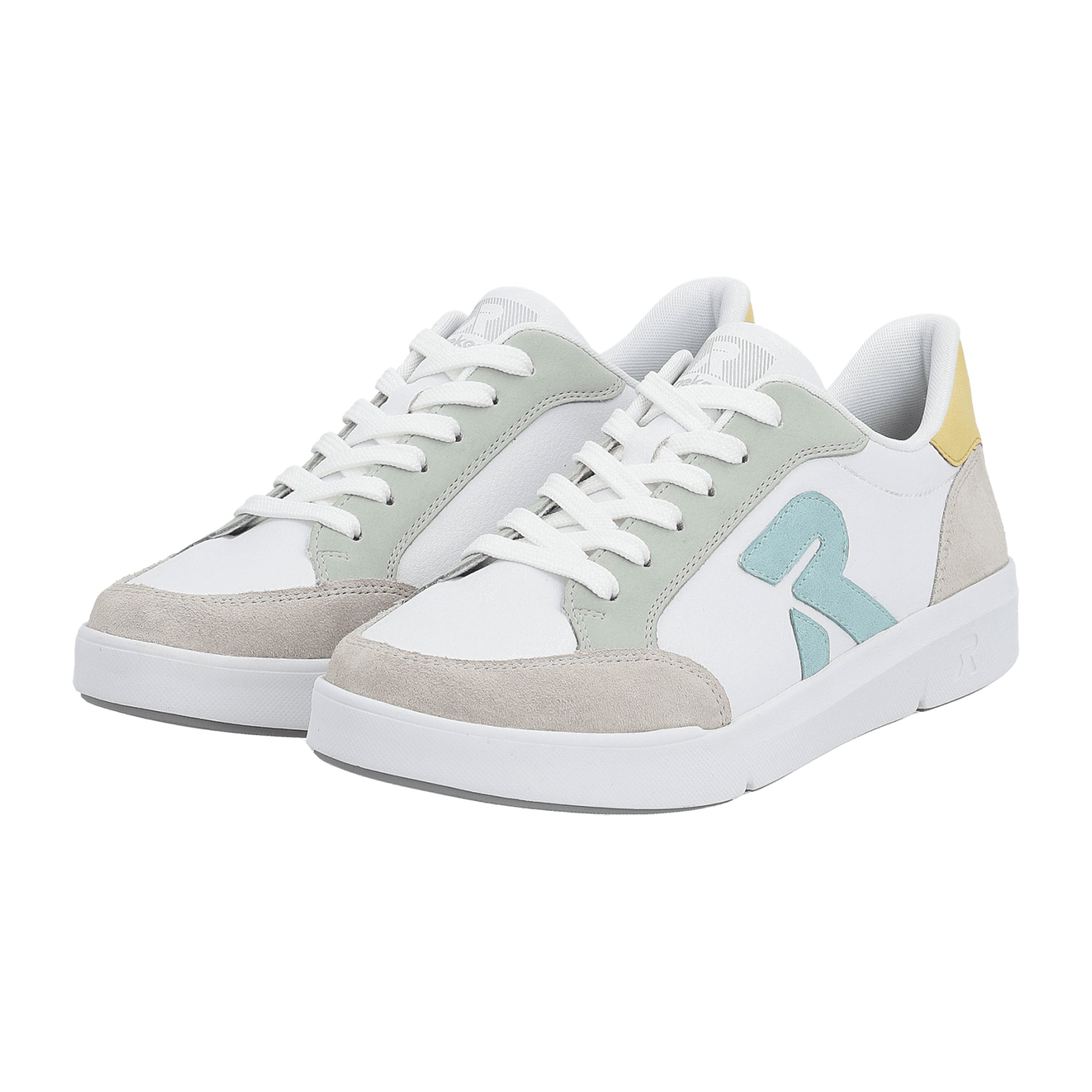 Rieker Women's White Leather Casual Shoes Comfortable Flat Sole