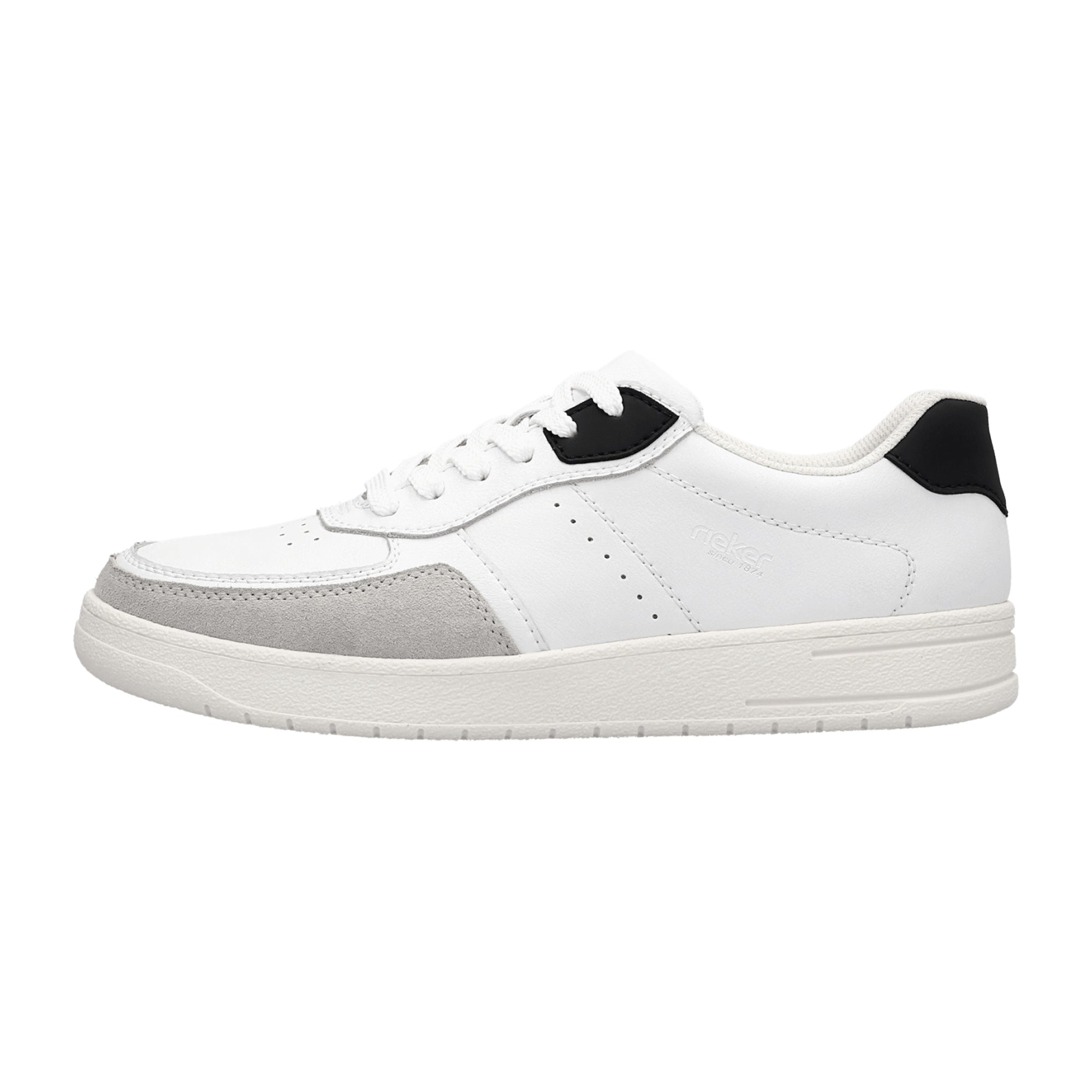 Rieker FSK Men's White Leather Lace-Up Shoes with Removable Insole