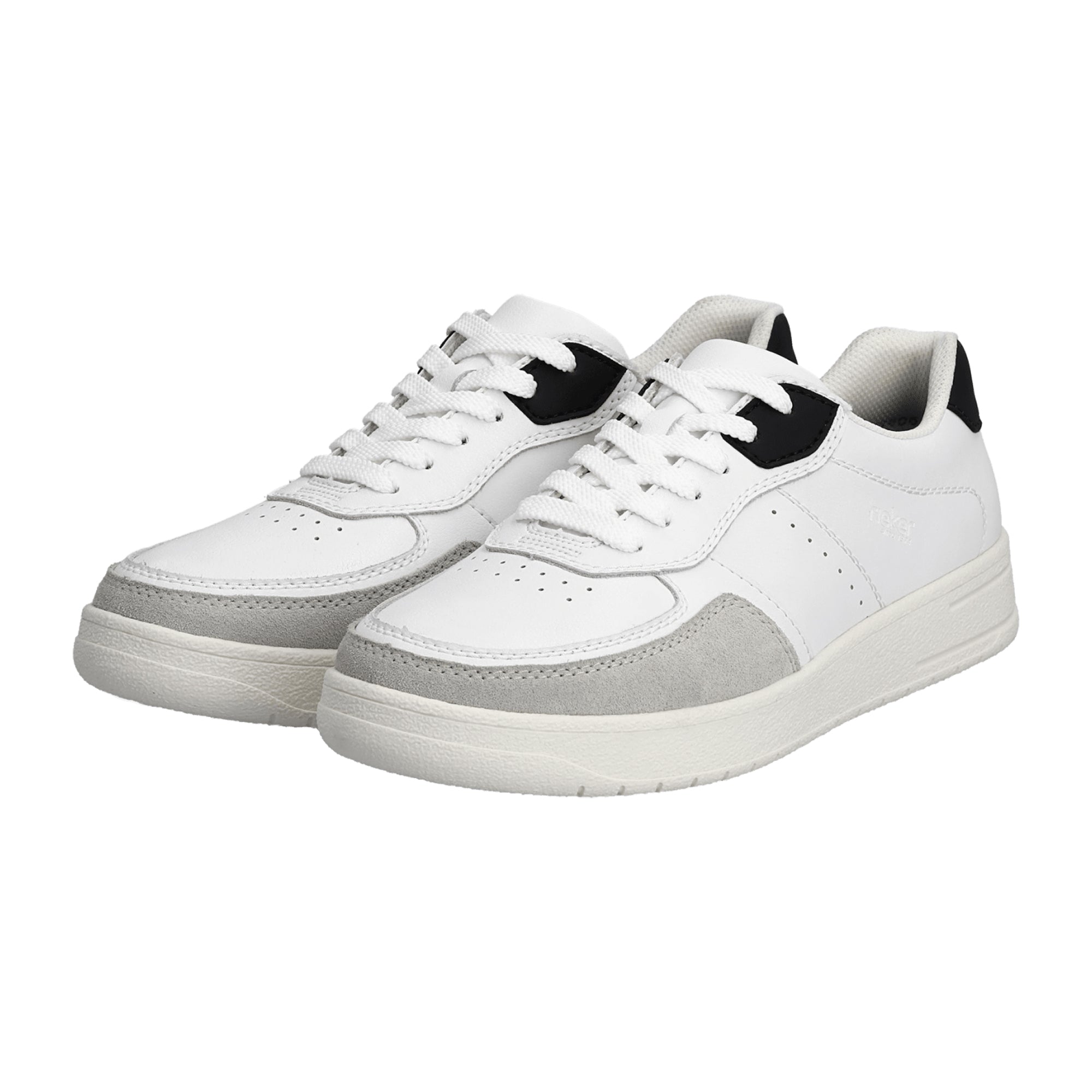Rieker FSK Men's White Leather Lace-Up Shoes with Removable Insole