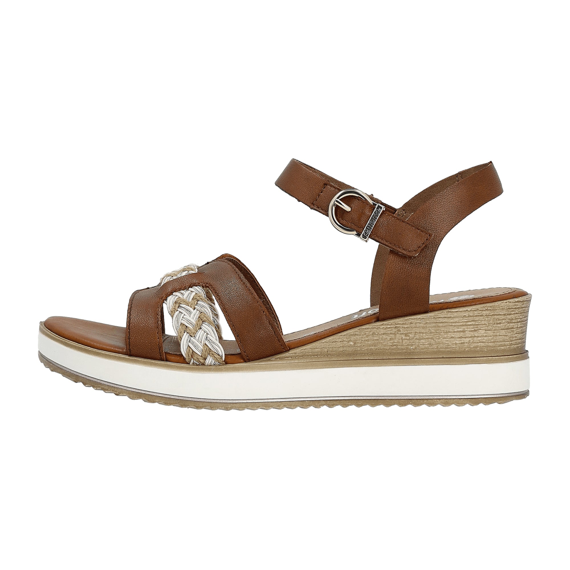 Remonte D6461-24 Women's Brown Leather Wedge Heel Shoes Spring Summer