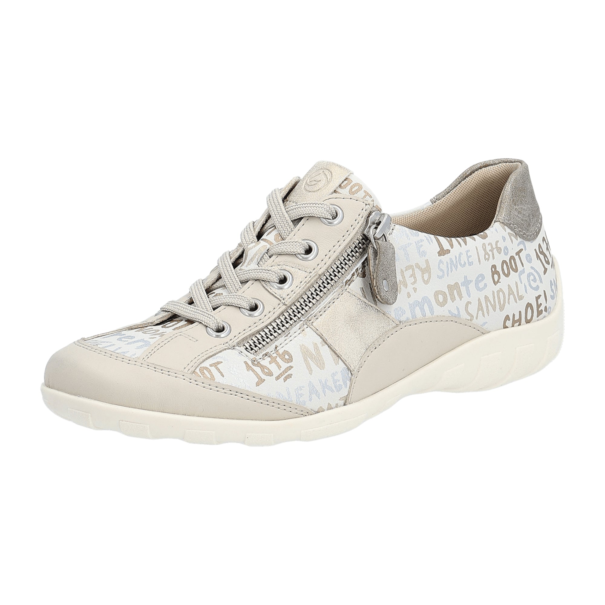 Remonte Women's Beige Casual Shoes with Removable Insole and Lace-Up Closure