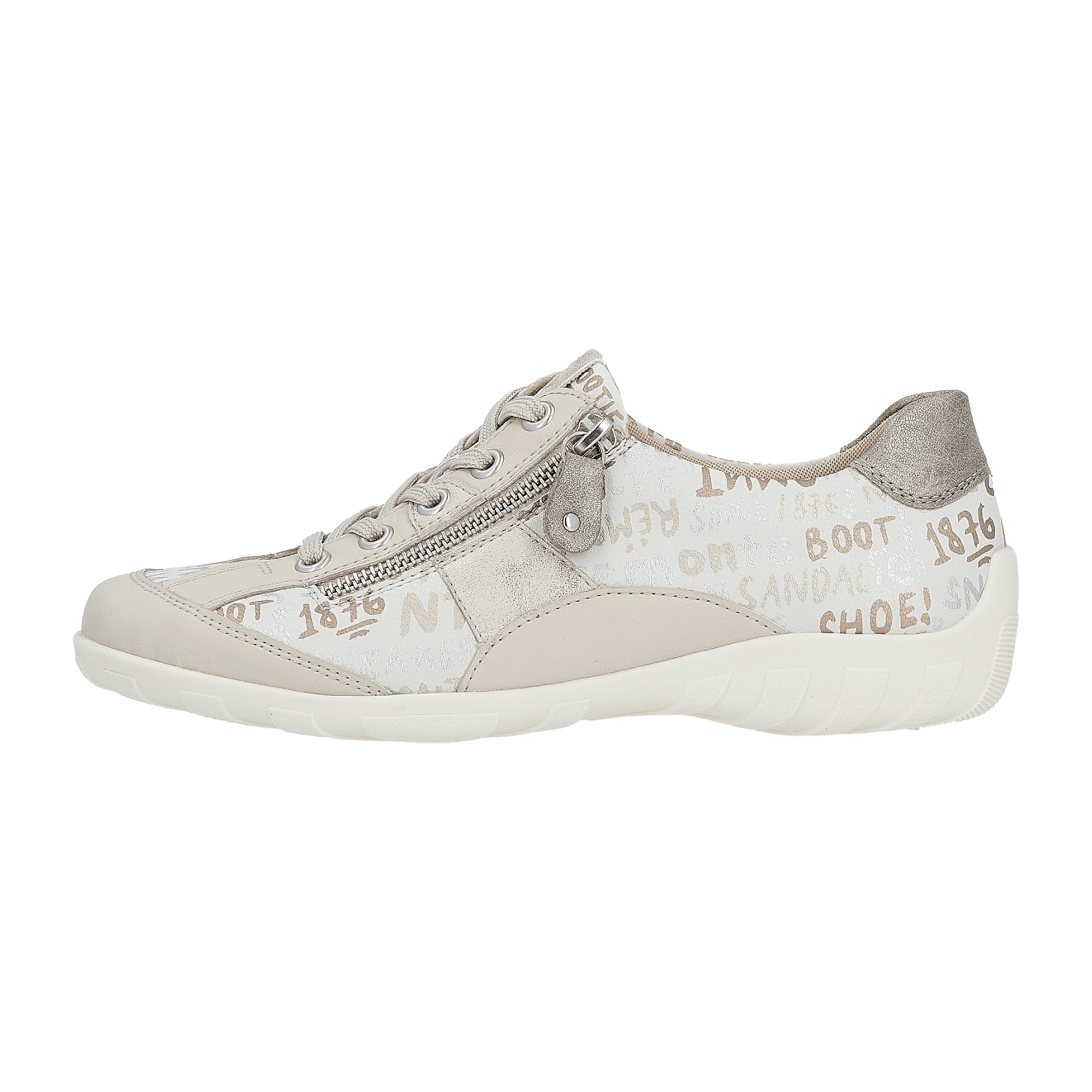Remonte Women's Beige Casual Shoes with Removable Insole and Lace-Up Closure