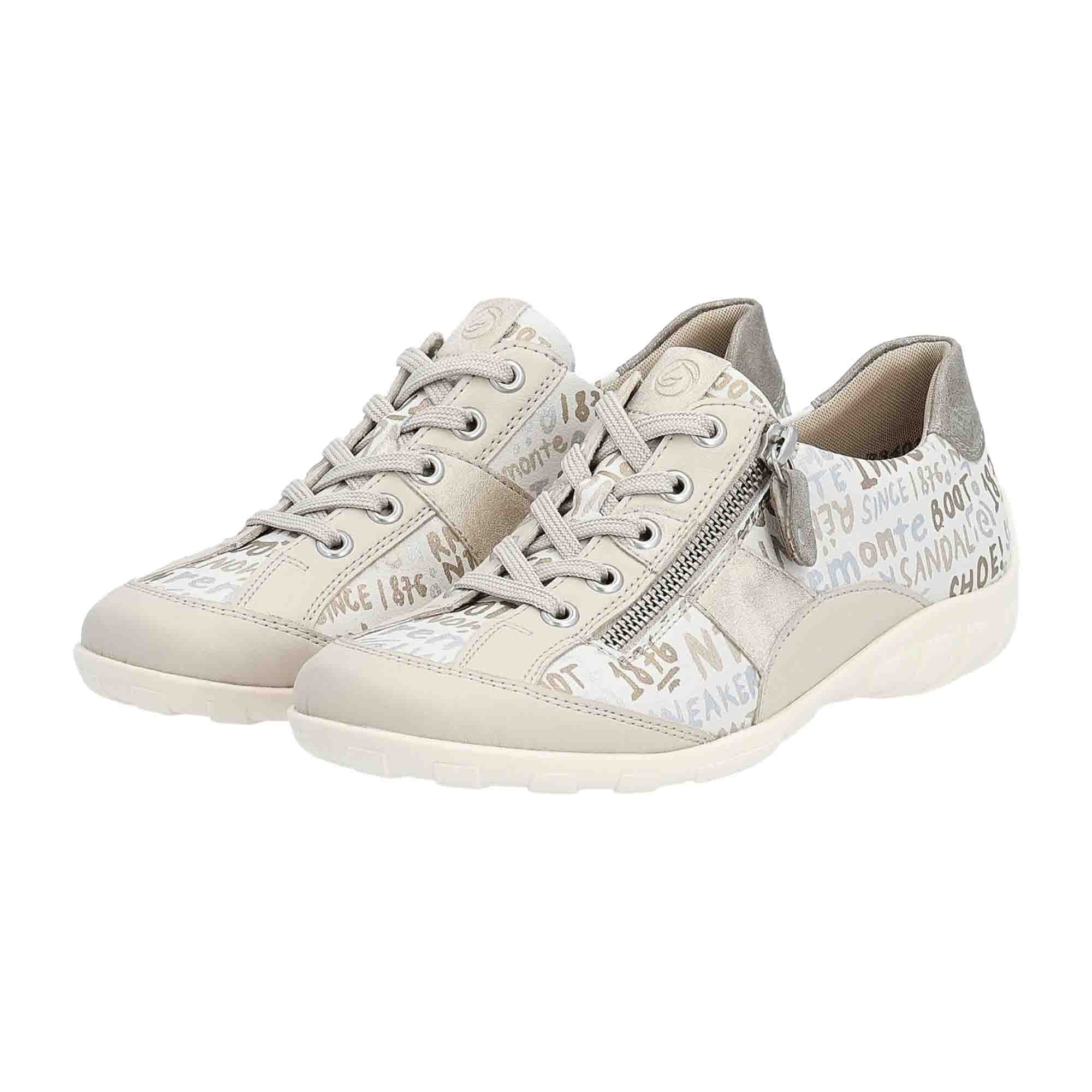 Remonte Women's Beige Casual Shoes with Removable Insole and Lace-Up Closure