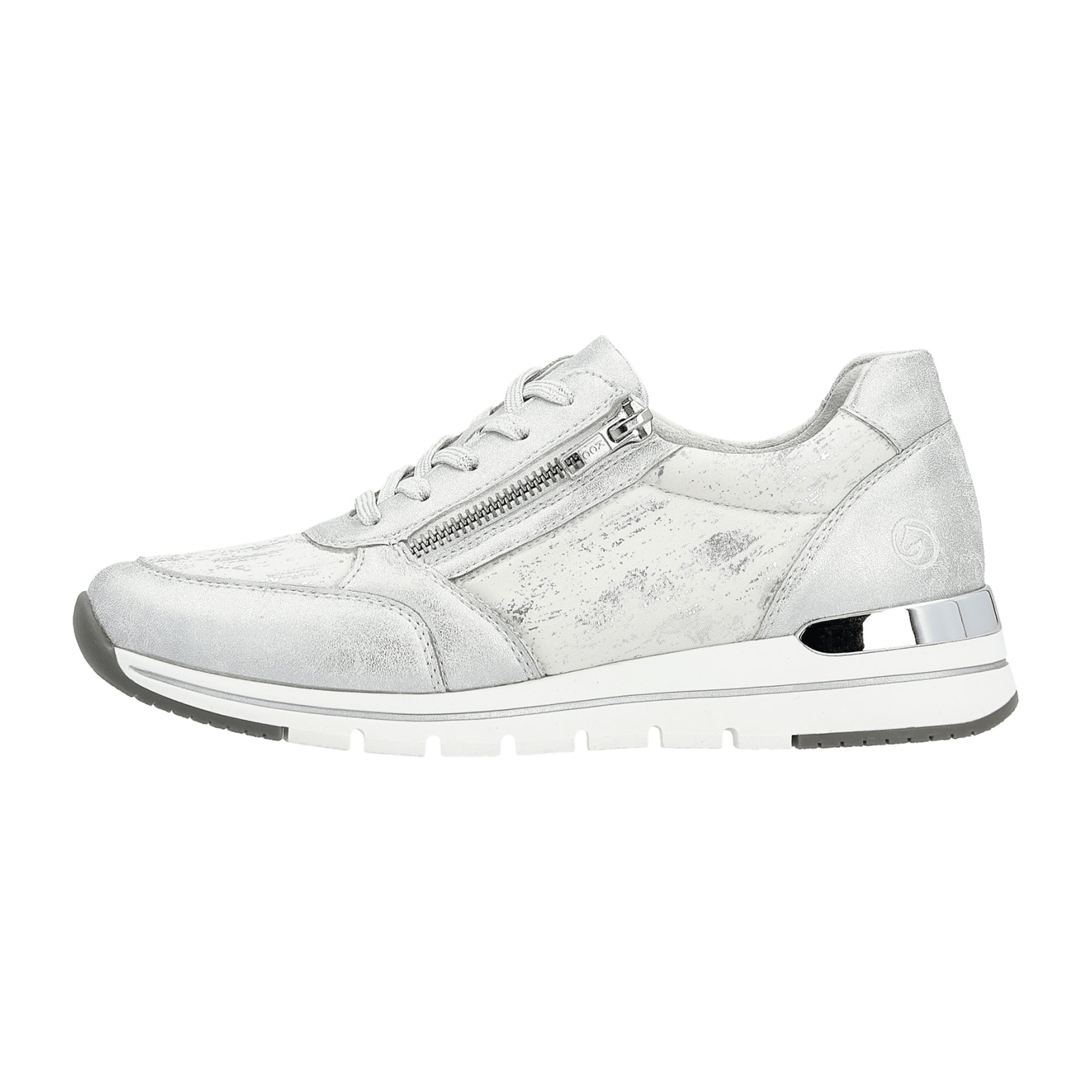 Remonte R670091 Silver Women's Shoes with Zip and Lace-Up Closure