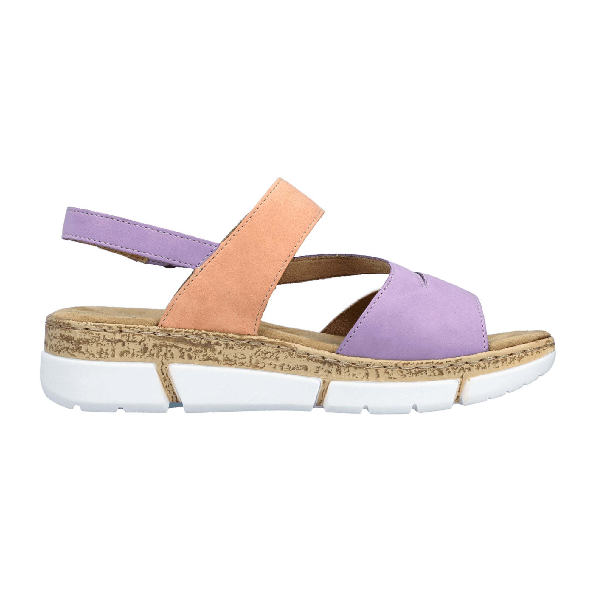 Rieker Women's Colorful Sandals with Velcro Strap and Platform Heel