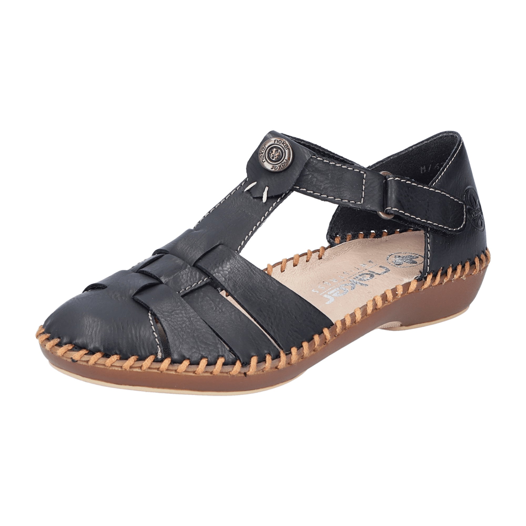 Rieker Eagle Women's Black Slip-On Flat Shoes with PU Sole