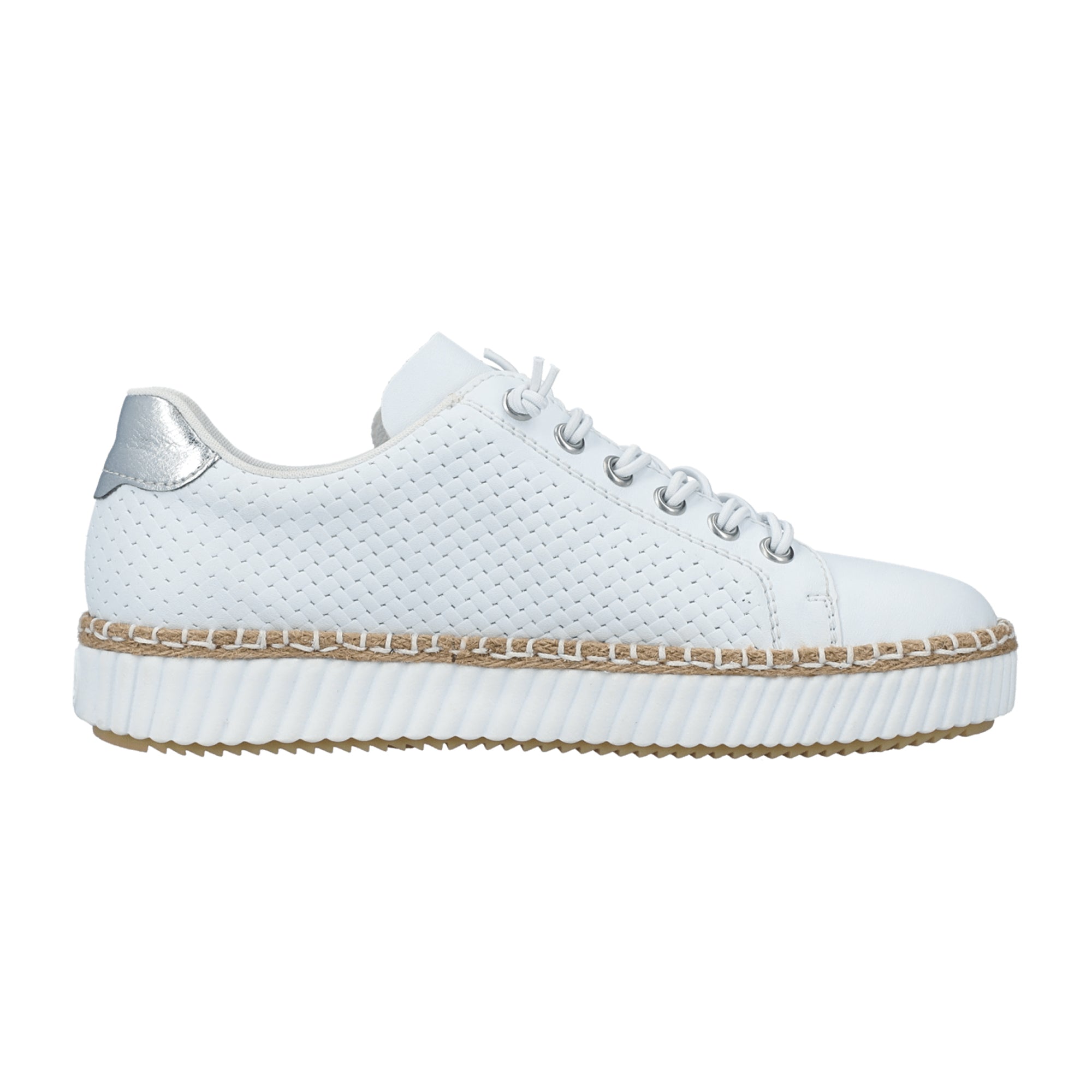 Rieker M2940 Women's White Sneakers with Removable Insole and Zip Closure
