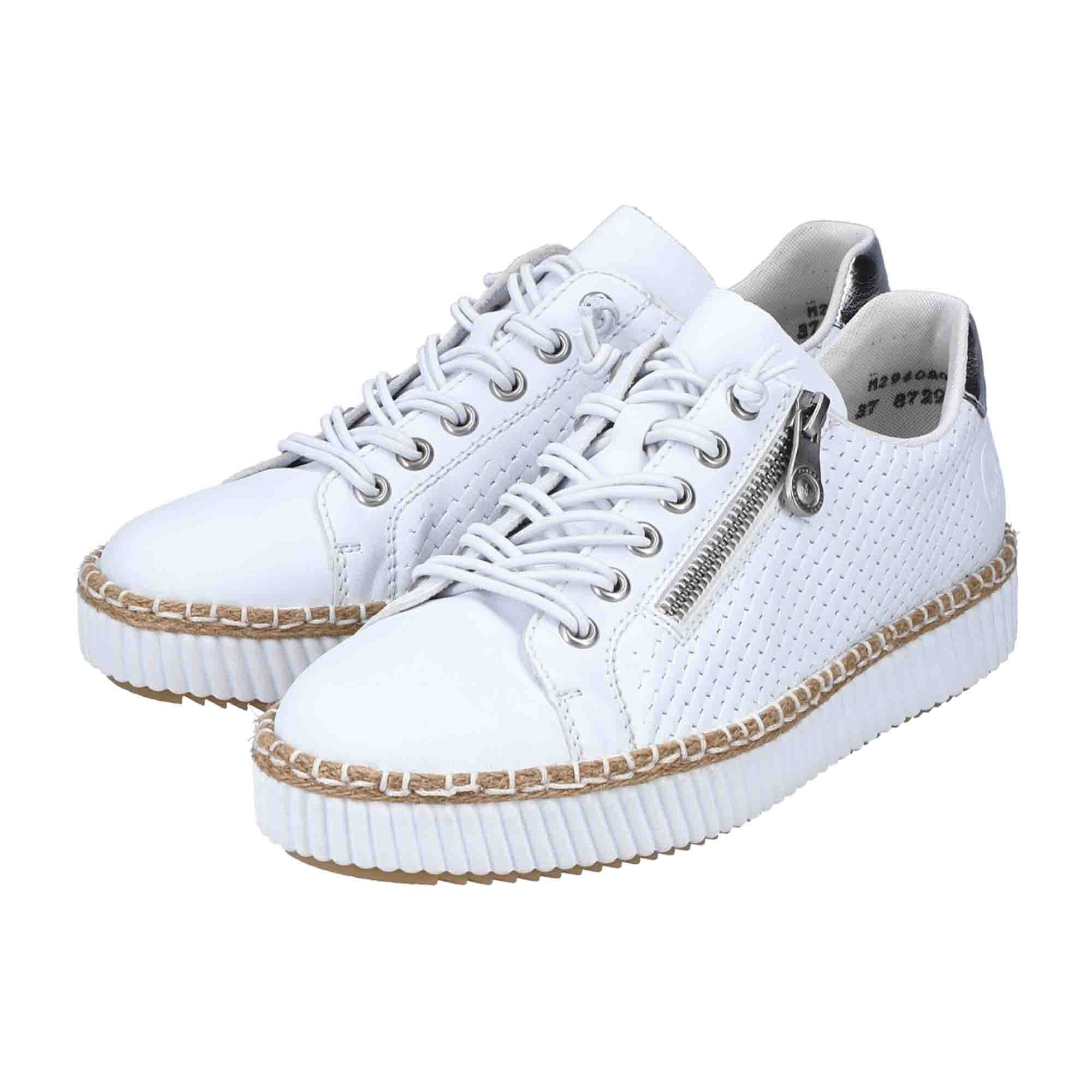 Rieker M2940 Women's White Sneakers with Removable Insole and Zip Closure