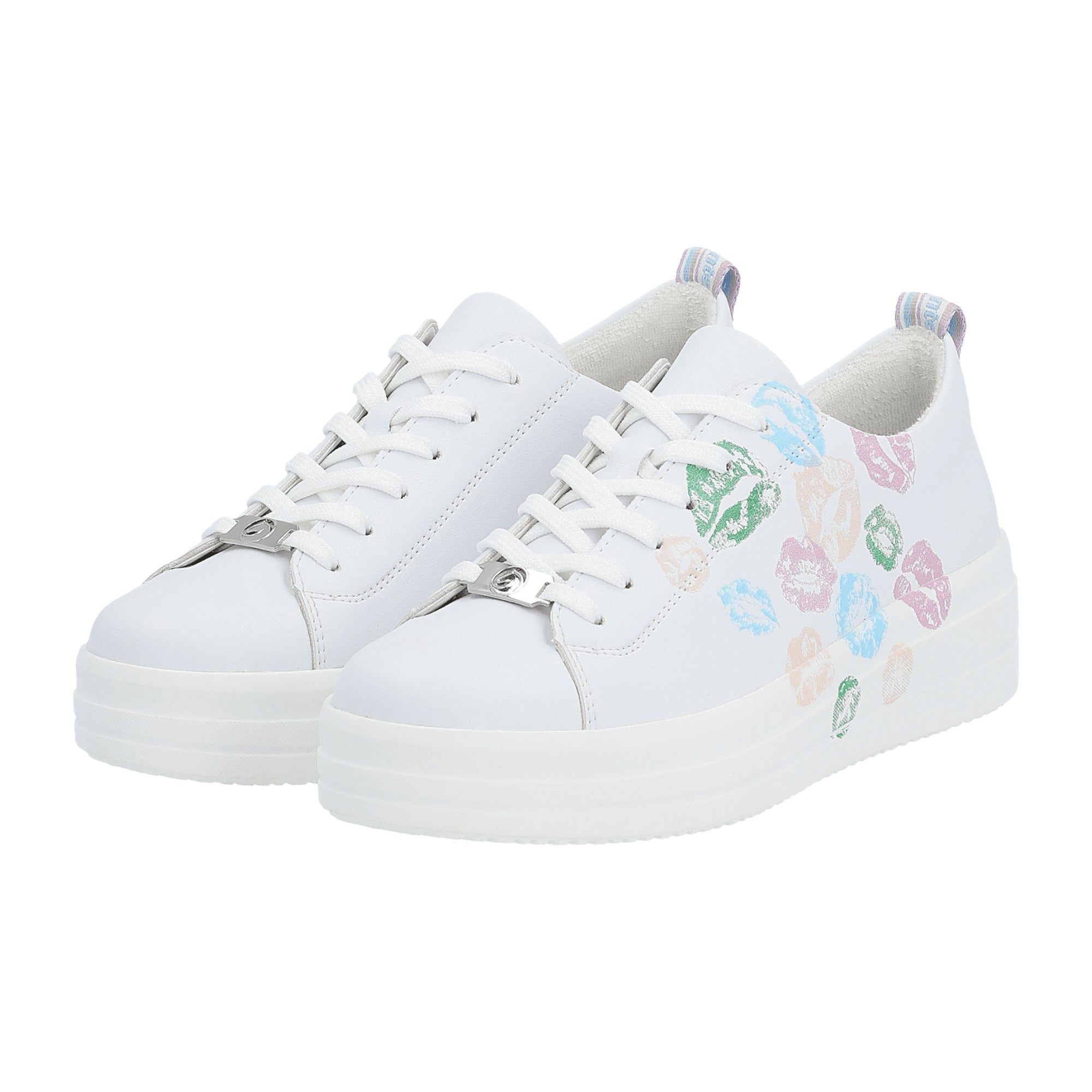 Remonte Women's White Casual Shoes Synthetic Leather Textile Lining Flat Heel