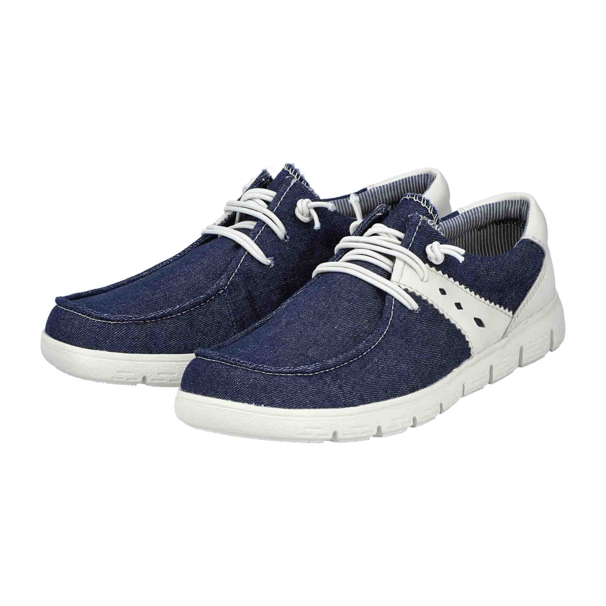 Rieker Women's Blue Slip-On Shoes with Flat Heel and Textile Upper