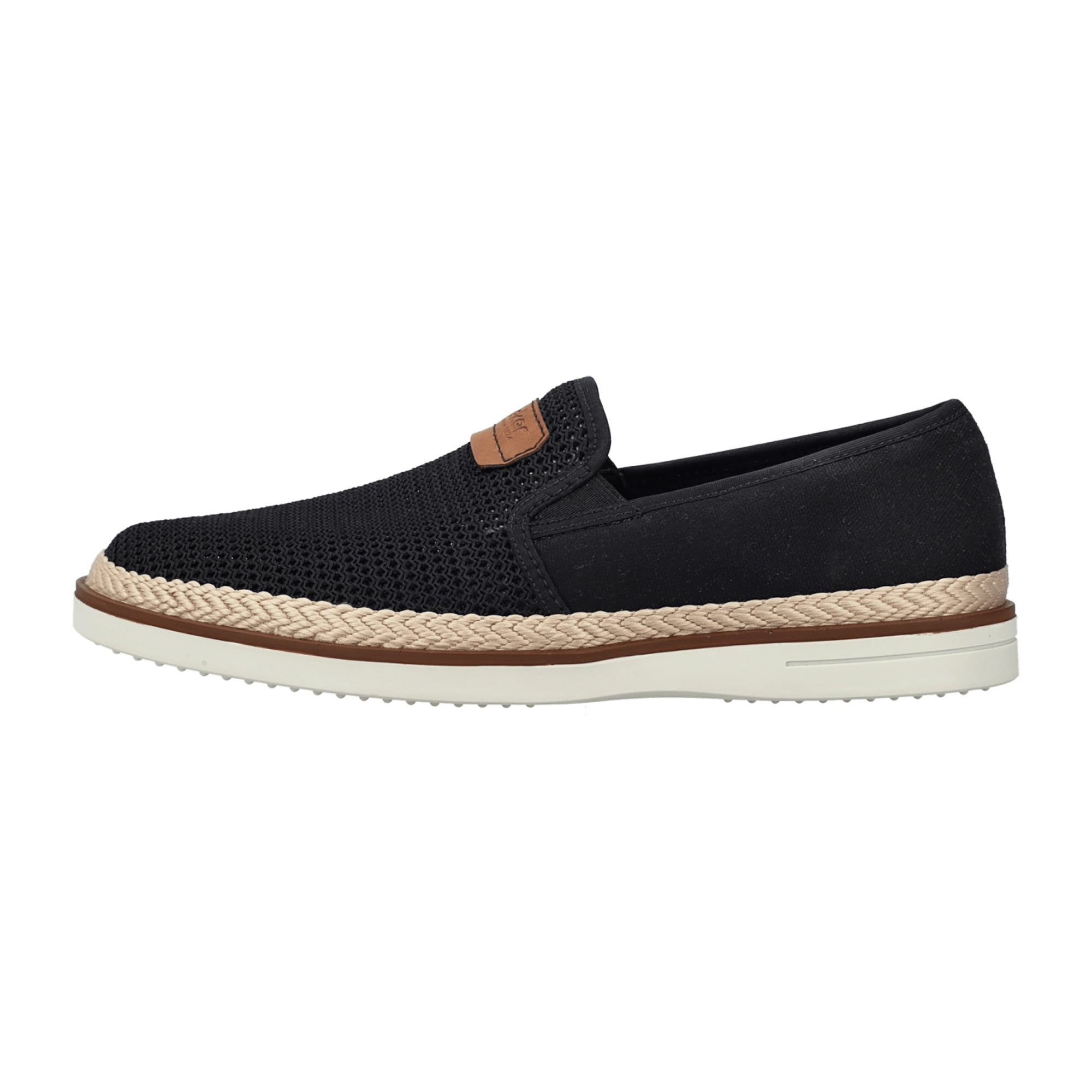 Rieker Men's Casual Slip-On Shoes Black Textile Upper Leather Insole