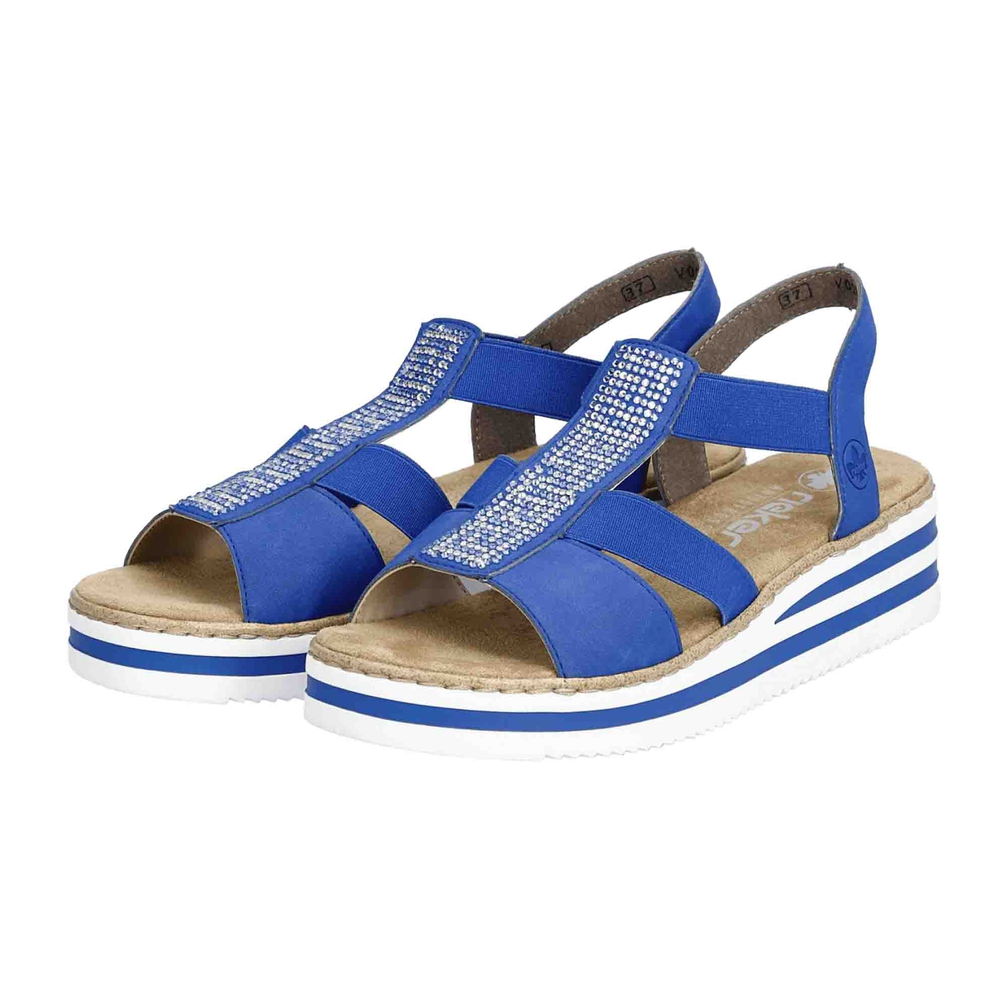 Rieker Nabukino Women's Blue Shoes Spring Summer Flat Heel Synthetic Leather