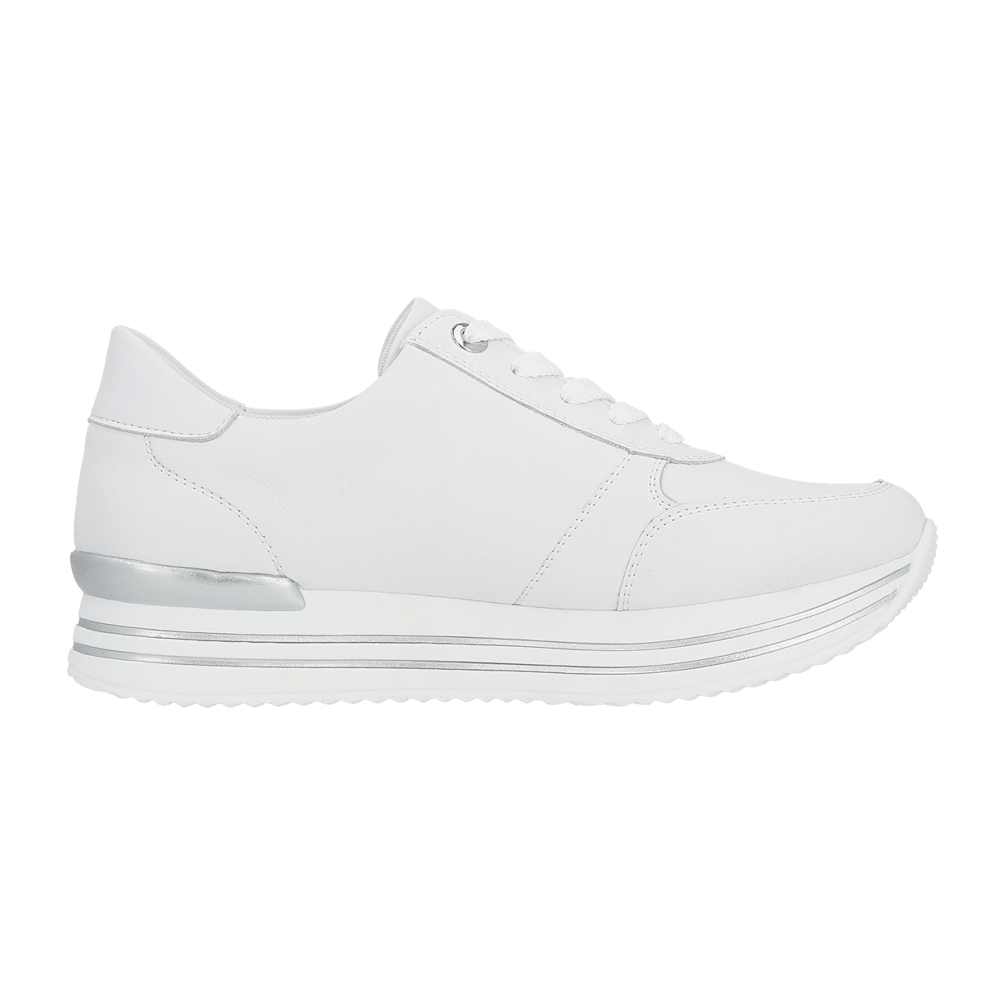 Remonte Women's White Leather Casual Shoes with Removable Insole and Zip Closure